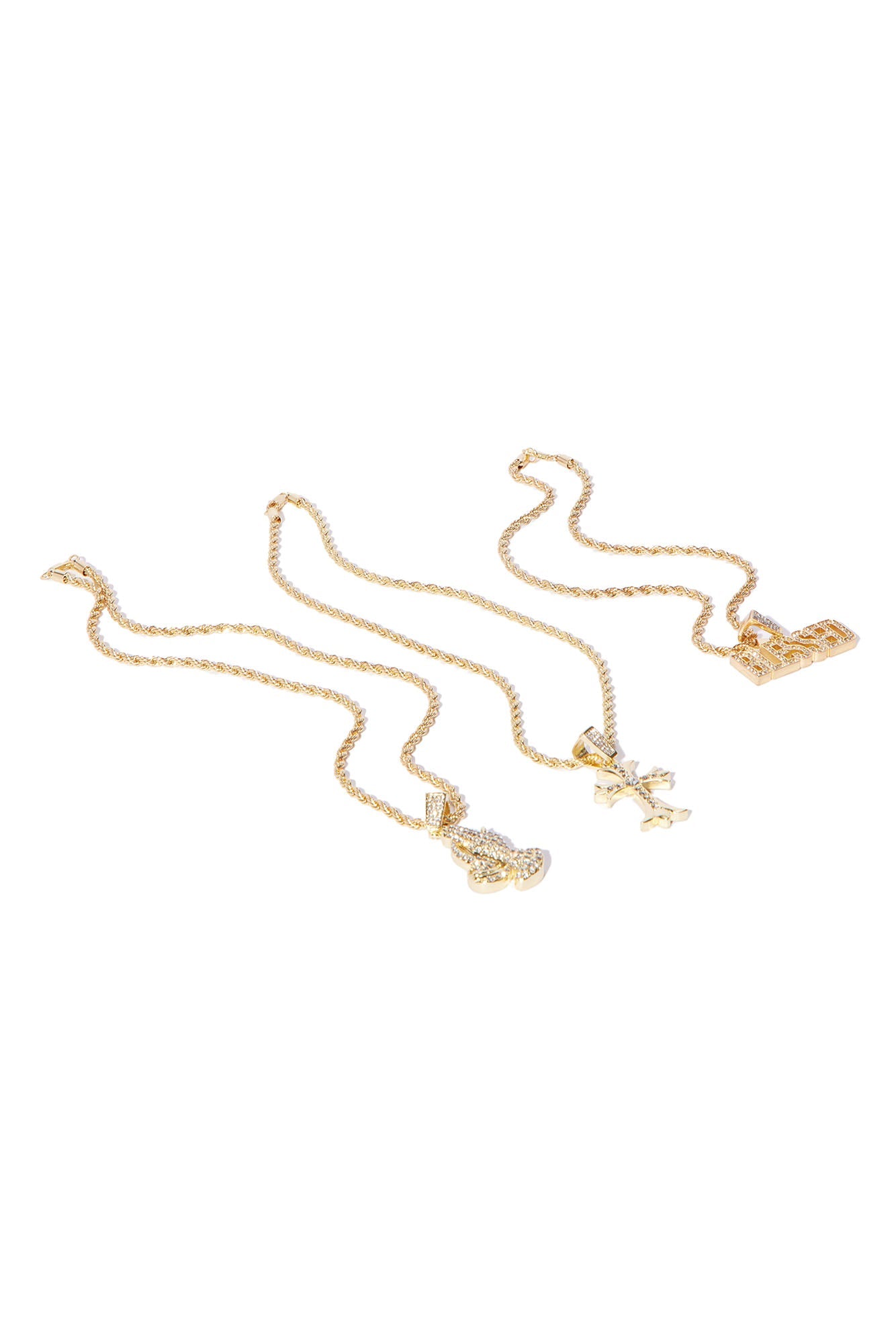 Stay Blessed 3 Piece Chain Necklace - Gold