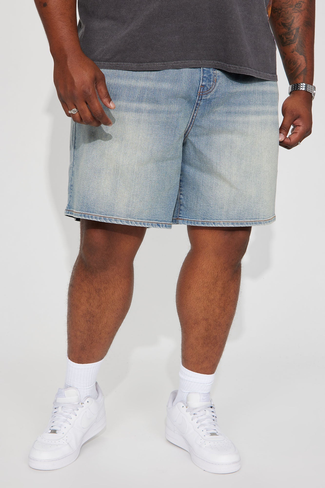 Mike Relaxed Denim Shorts - Medium Wash