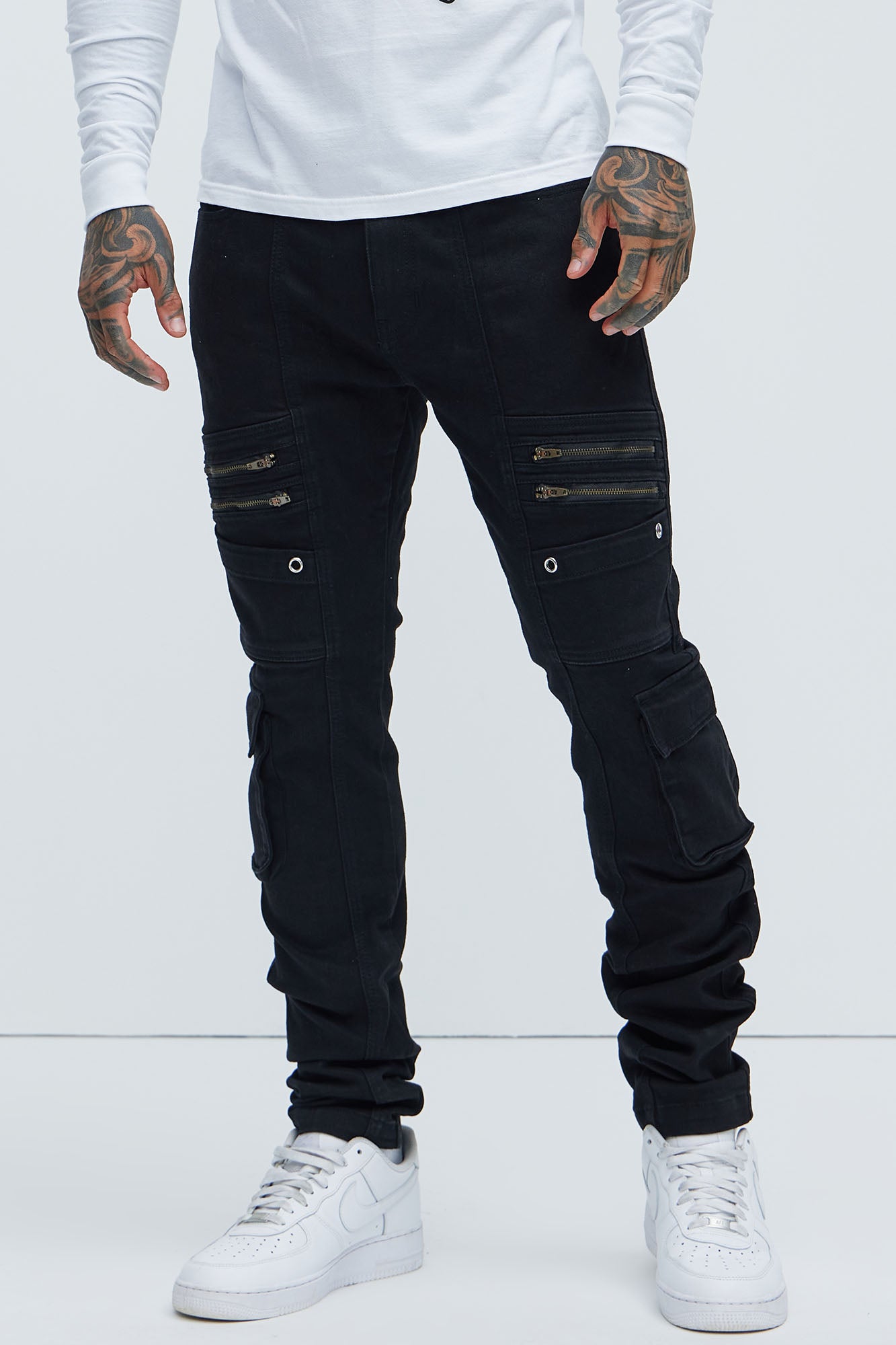 Johnny Vintage Skinny Cargo Jeans - Black