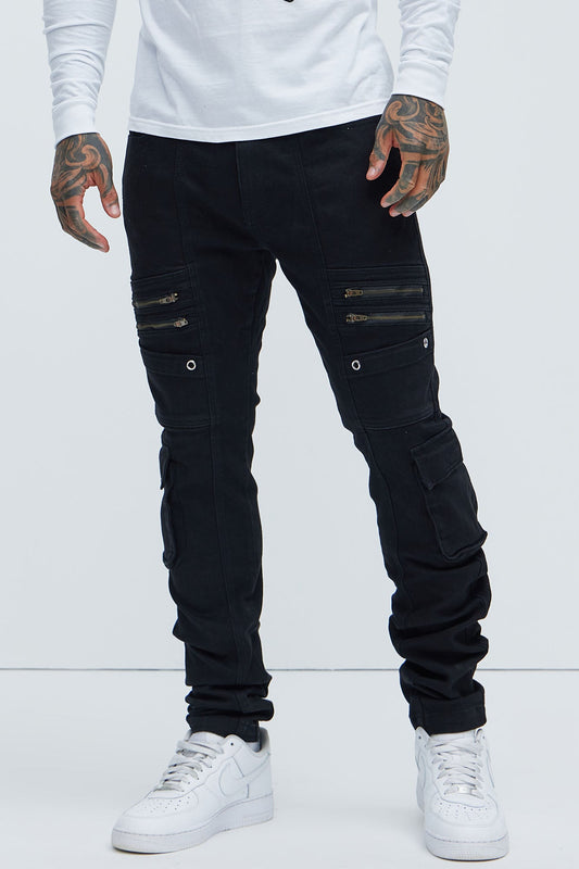 Johnny Vintage Skinny Cargo Jeans - Black