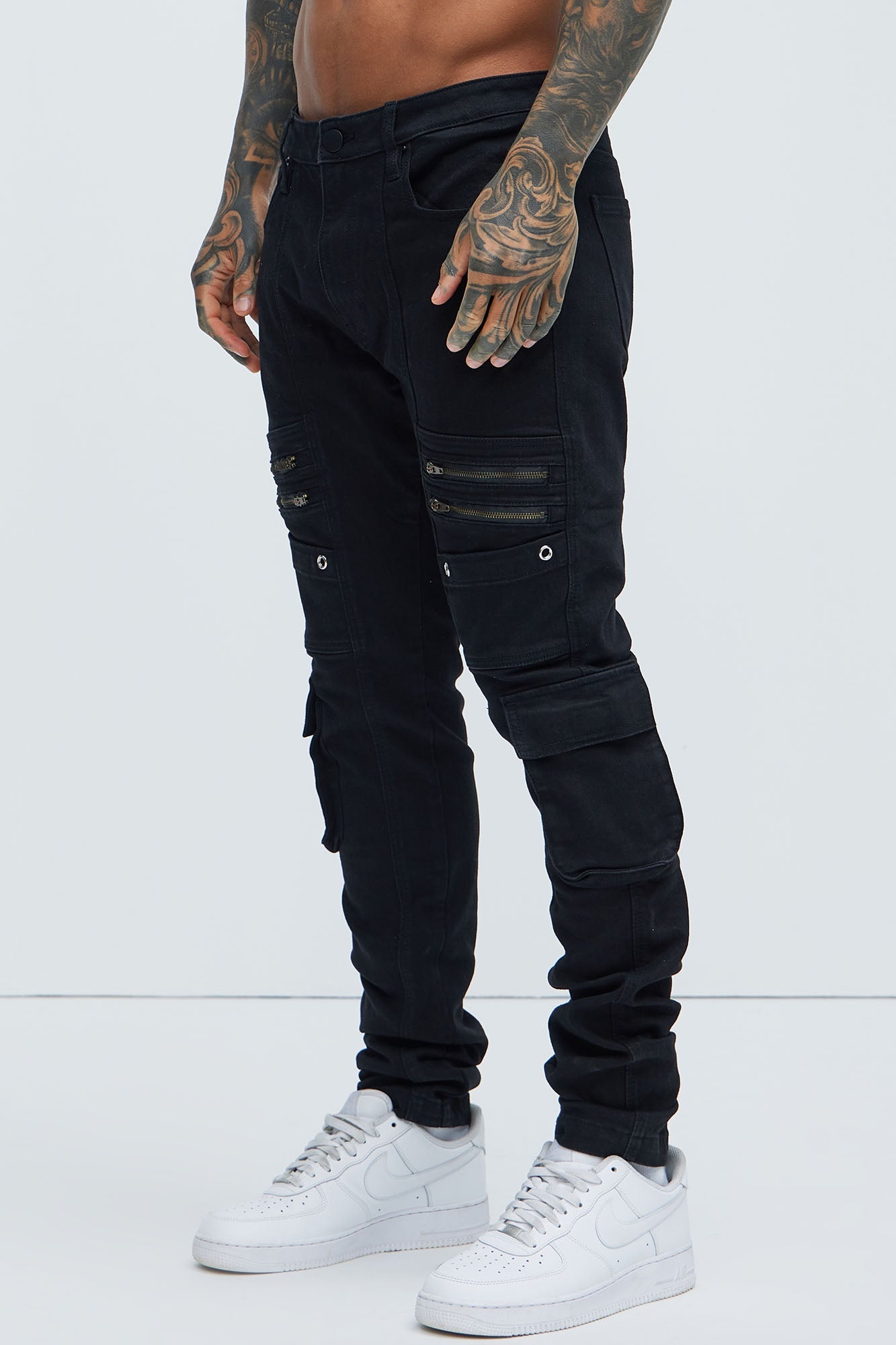Johnny Vintage Skinny Cargo Jeans - Black
