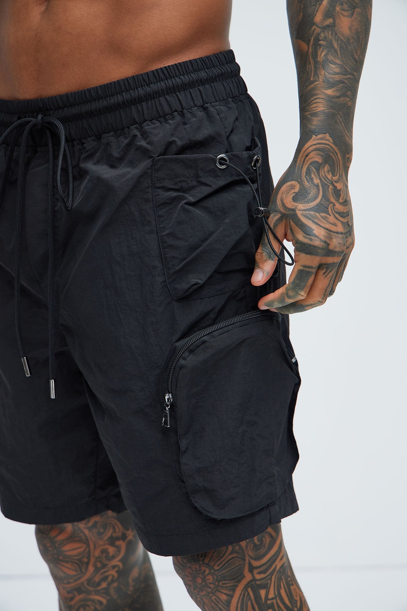 All This And That Nylon Cargo Shorts - Black
