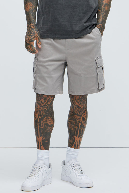 Twill Volley Cargo Shorts - Grey