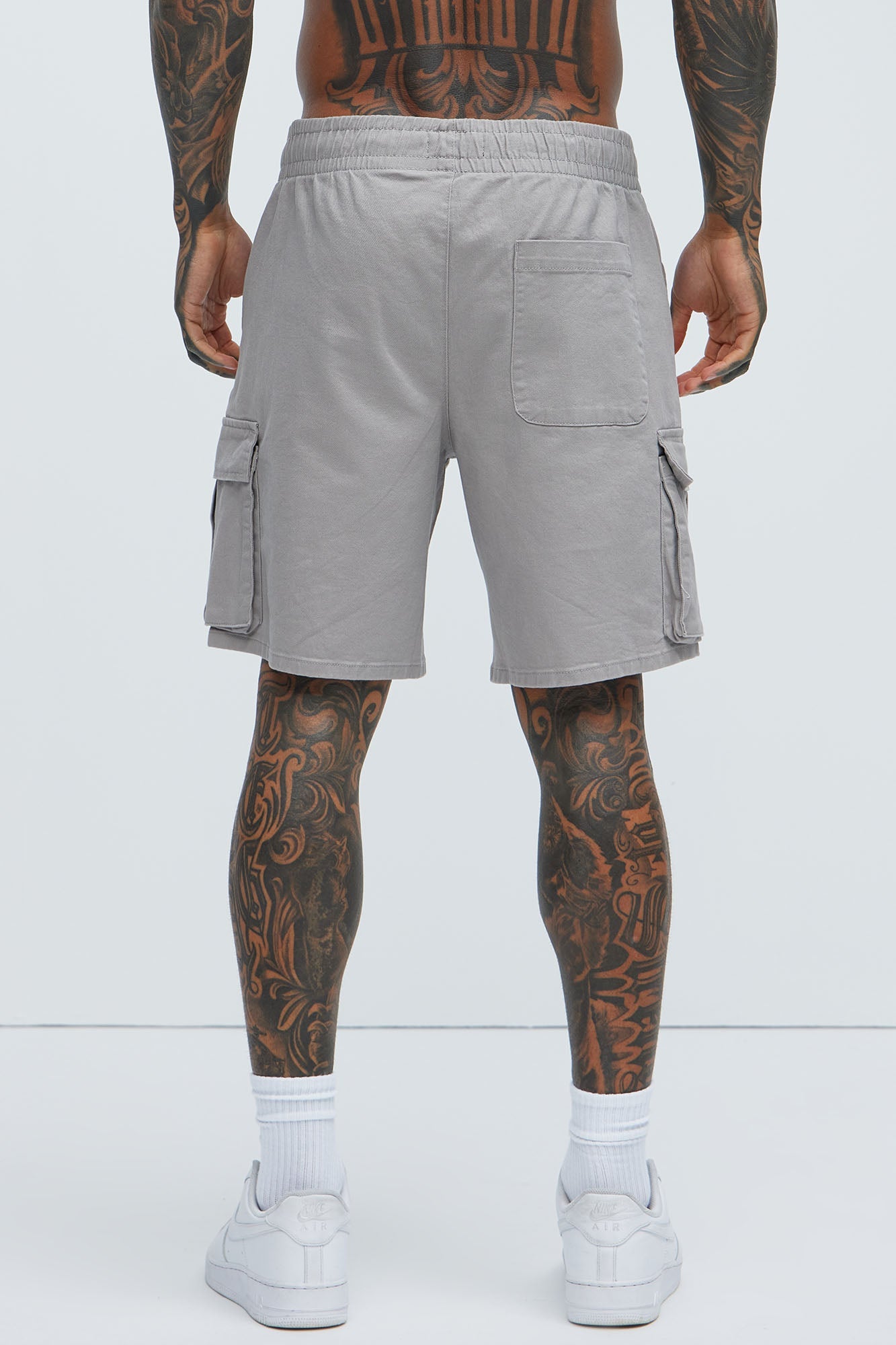 Twill Volley Cargo Shorts - Grey