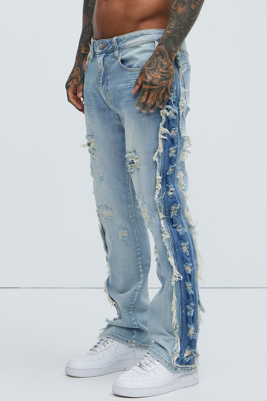 Track Stacked Skinny Flare Jeans - Medium Blue Wash