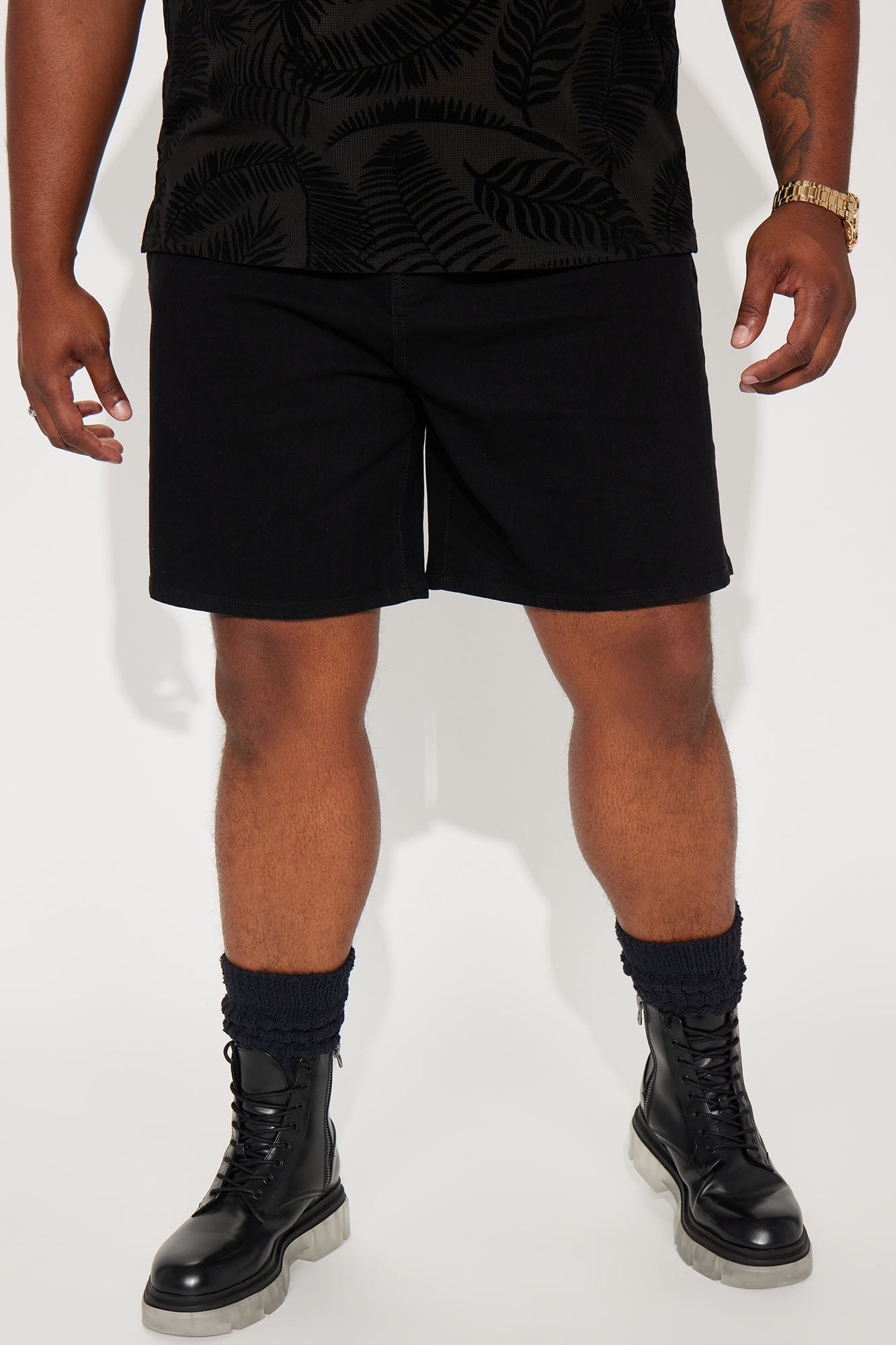 Mike Relaxed Denim Shorts - Black