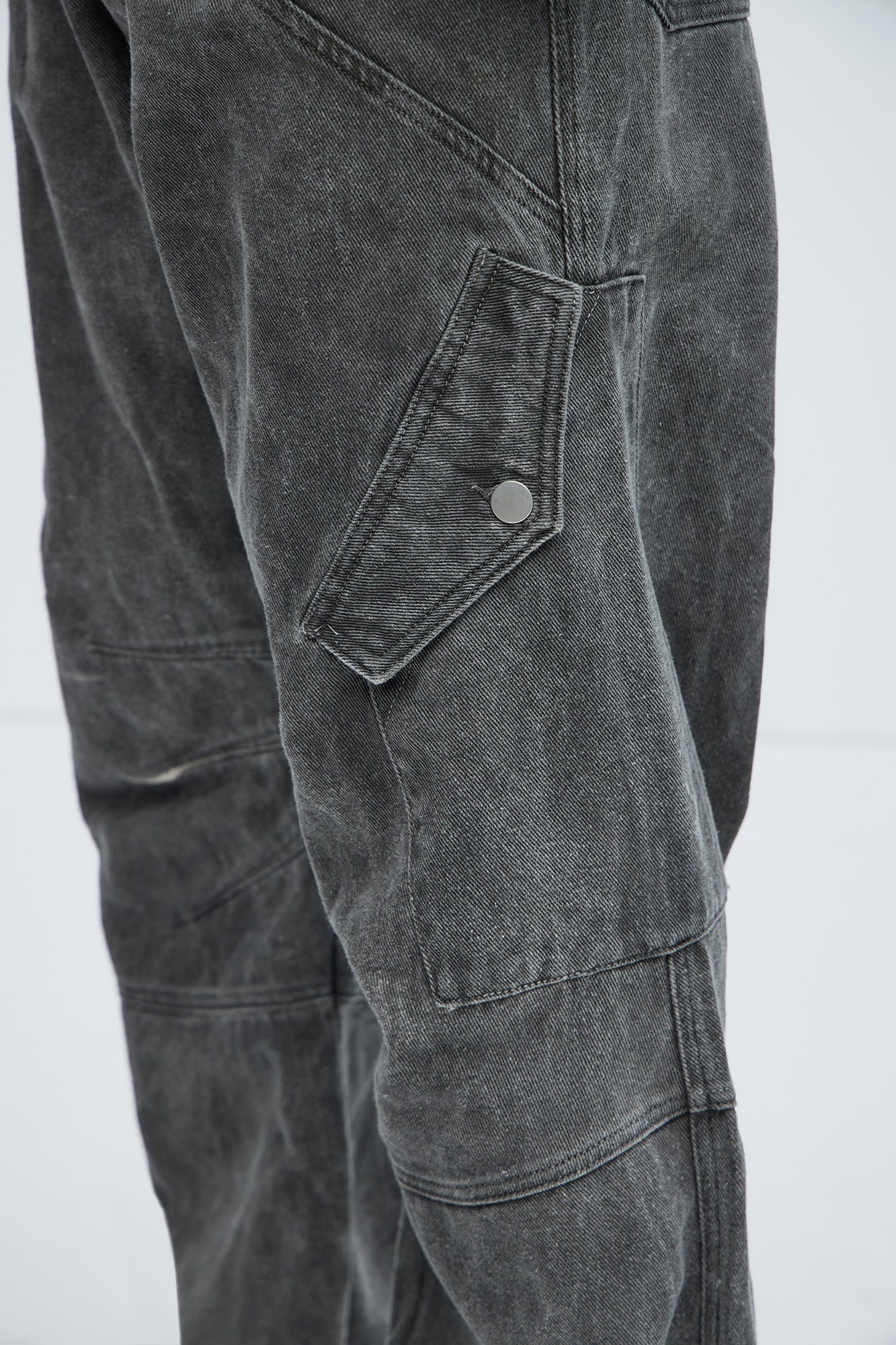 Overdyed Utility Baggy Cargo Pants - Grey