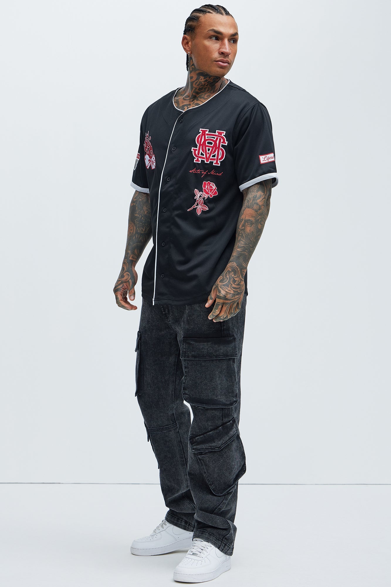 Black Jack Mike Straight Cargo Jeans - Black Wash