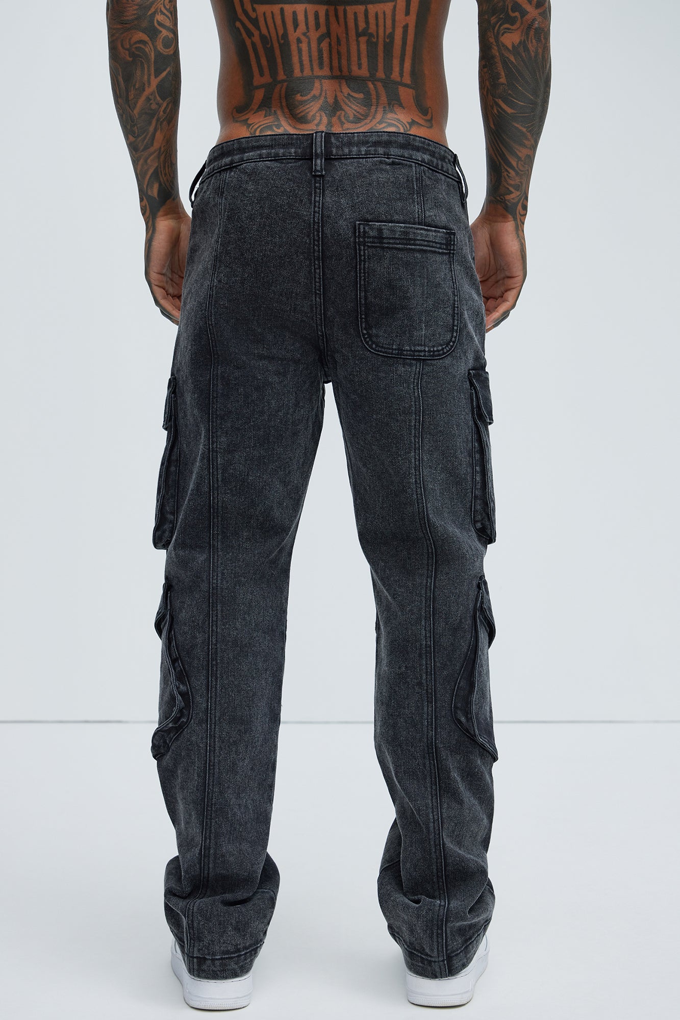 Black Jack Mike Straight Cargo Jeans - Black Wash