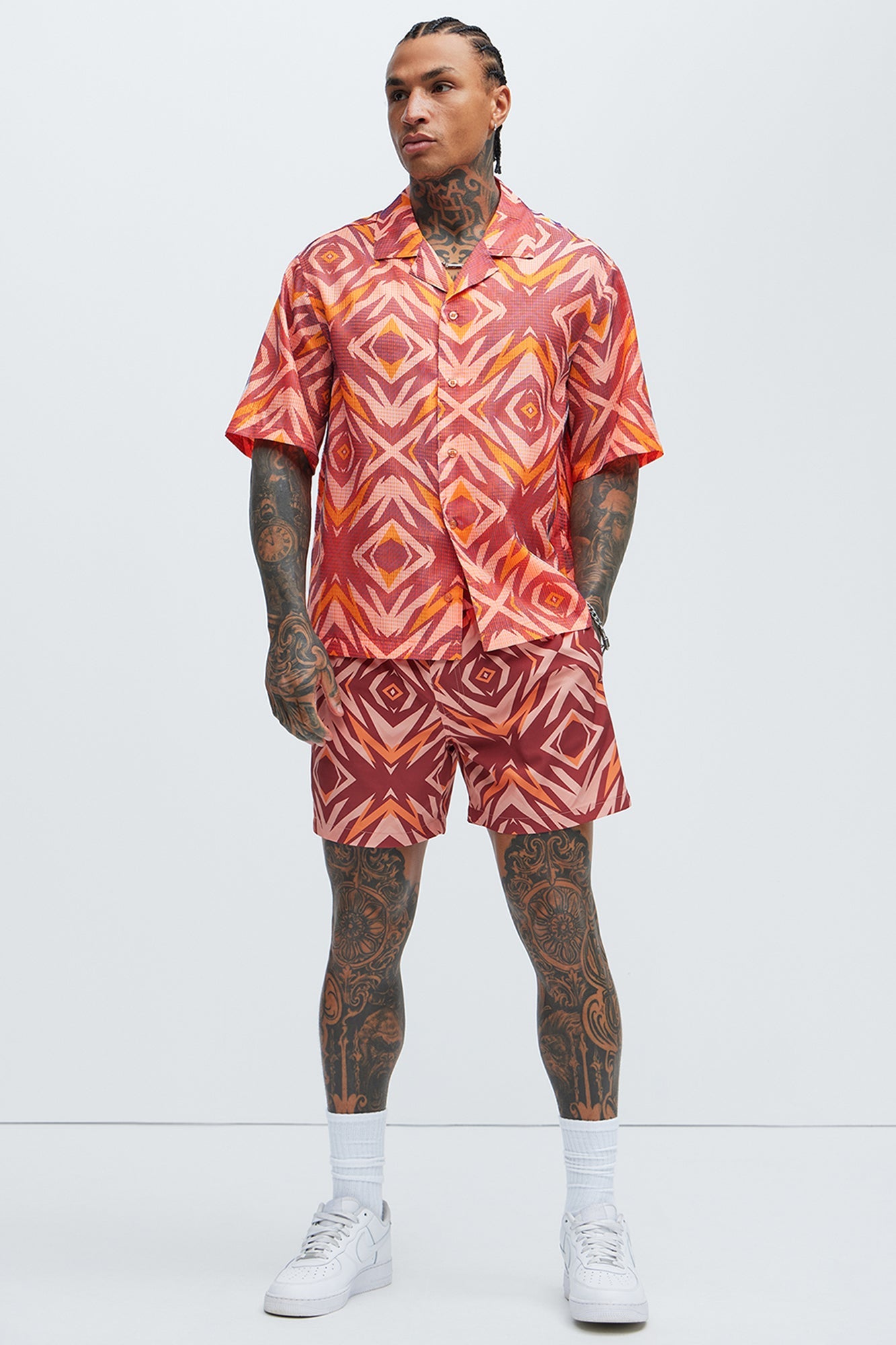 Westyn Swim Mid Trunk - Orange/combo