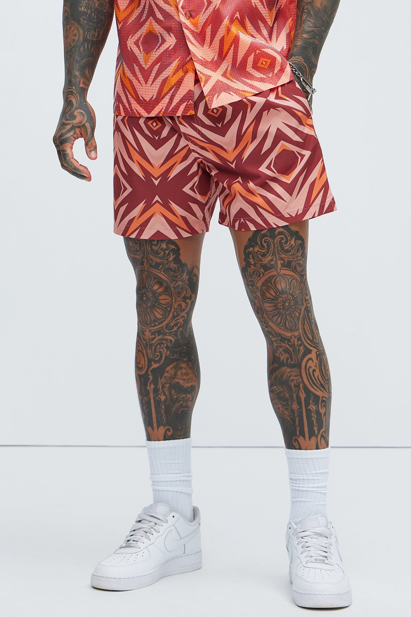 Westyn Swim Mid Trunk - Orange/combo