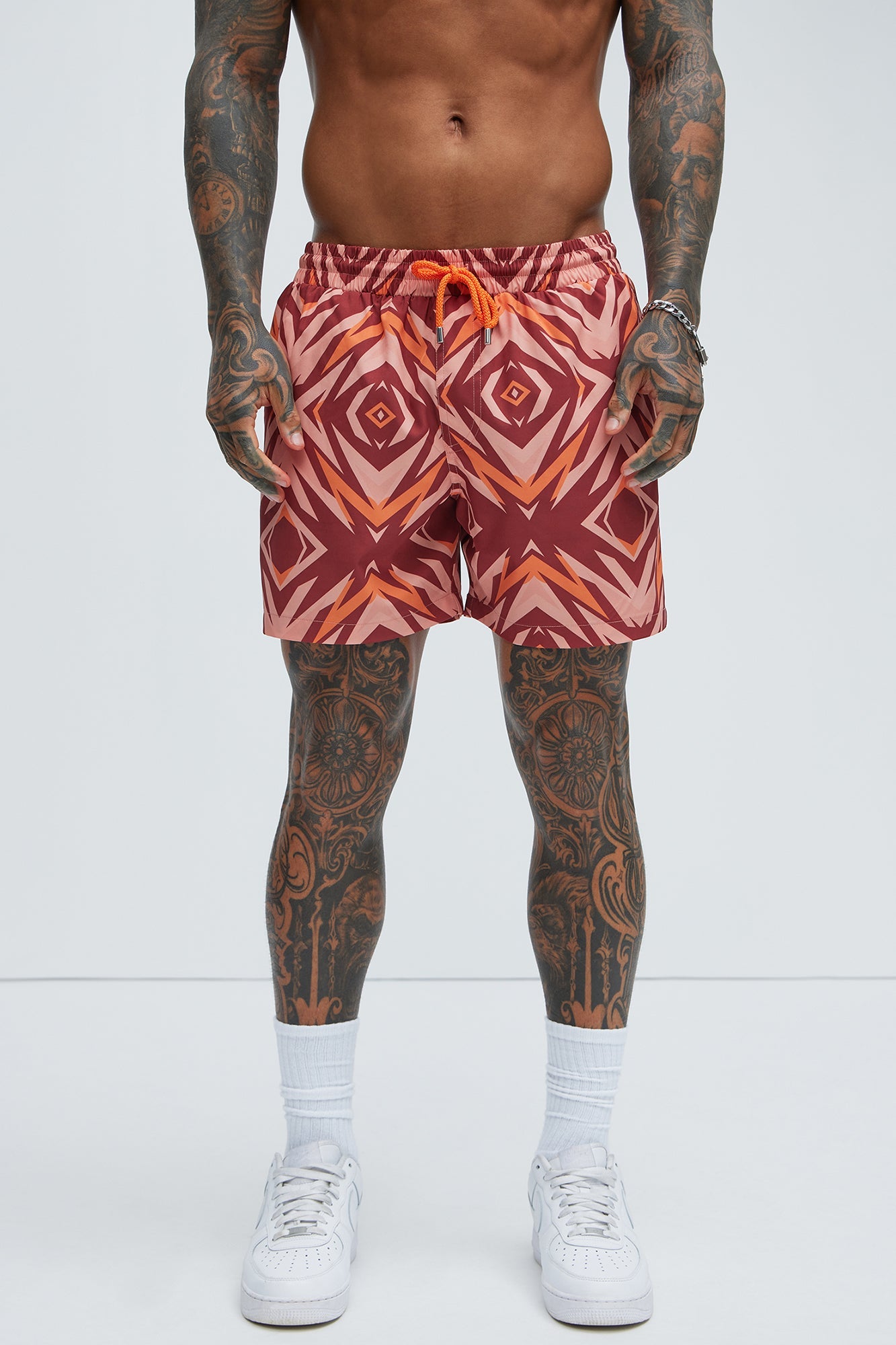 Westyn Swim Mid Trunk - Orange/combo