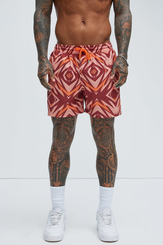 Westyn Swim Mid Trunk - Orange/combo