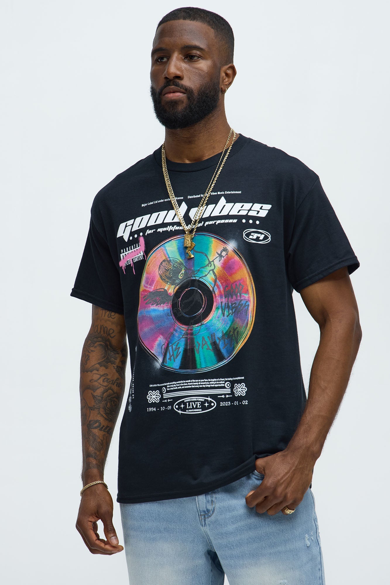 Good Vibes Angel Short Sleeve Tee - Black