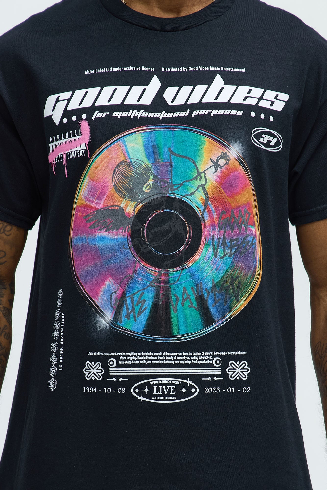 Good Vibes Angel Short Sleeve Tee - Black