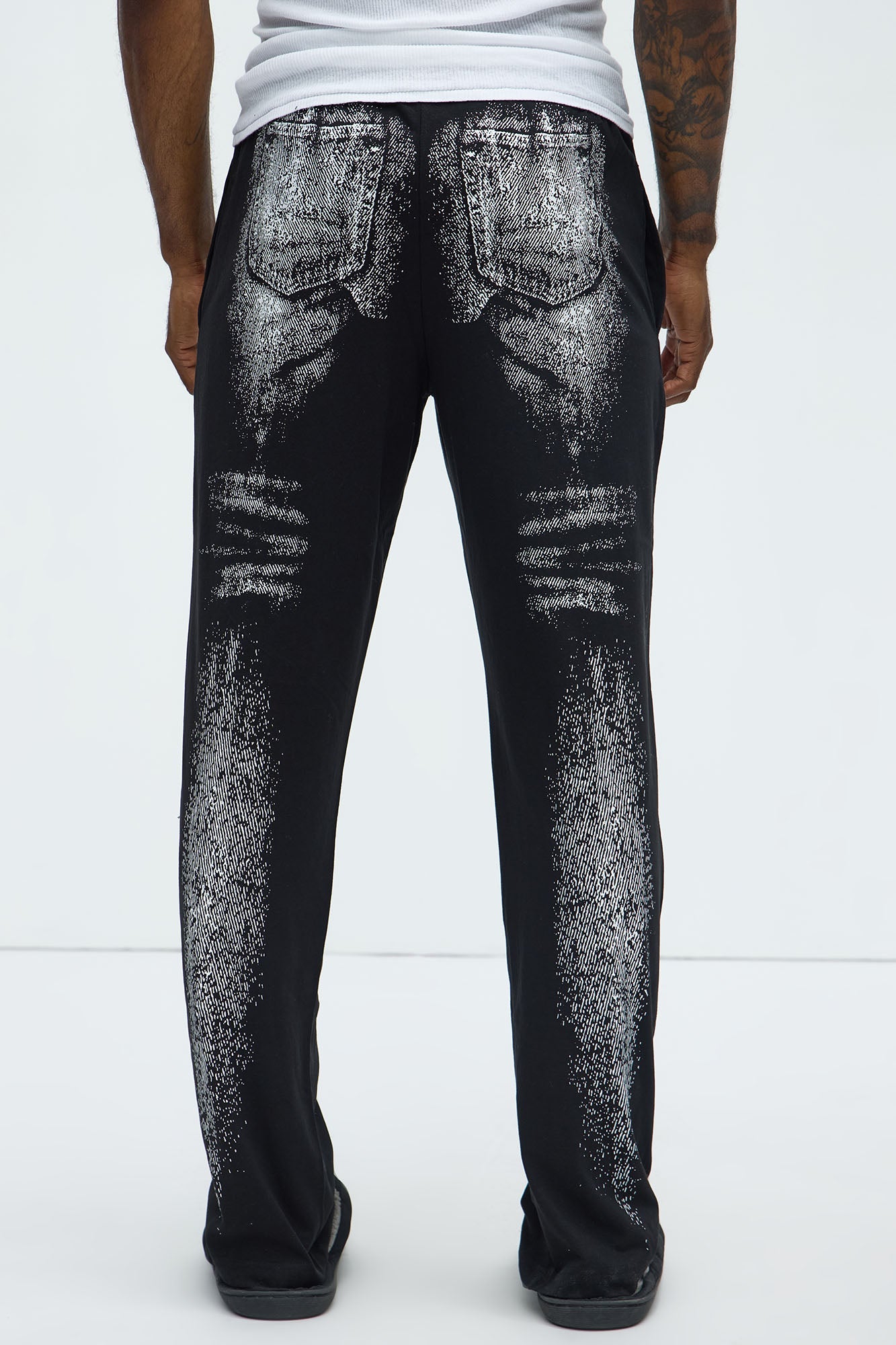 Printed Jean Relaxed Lounge Pants - Black/combo