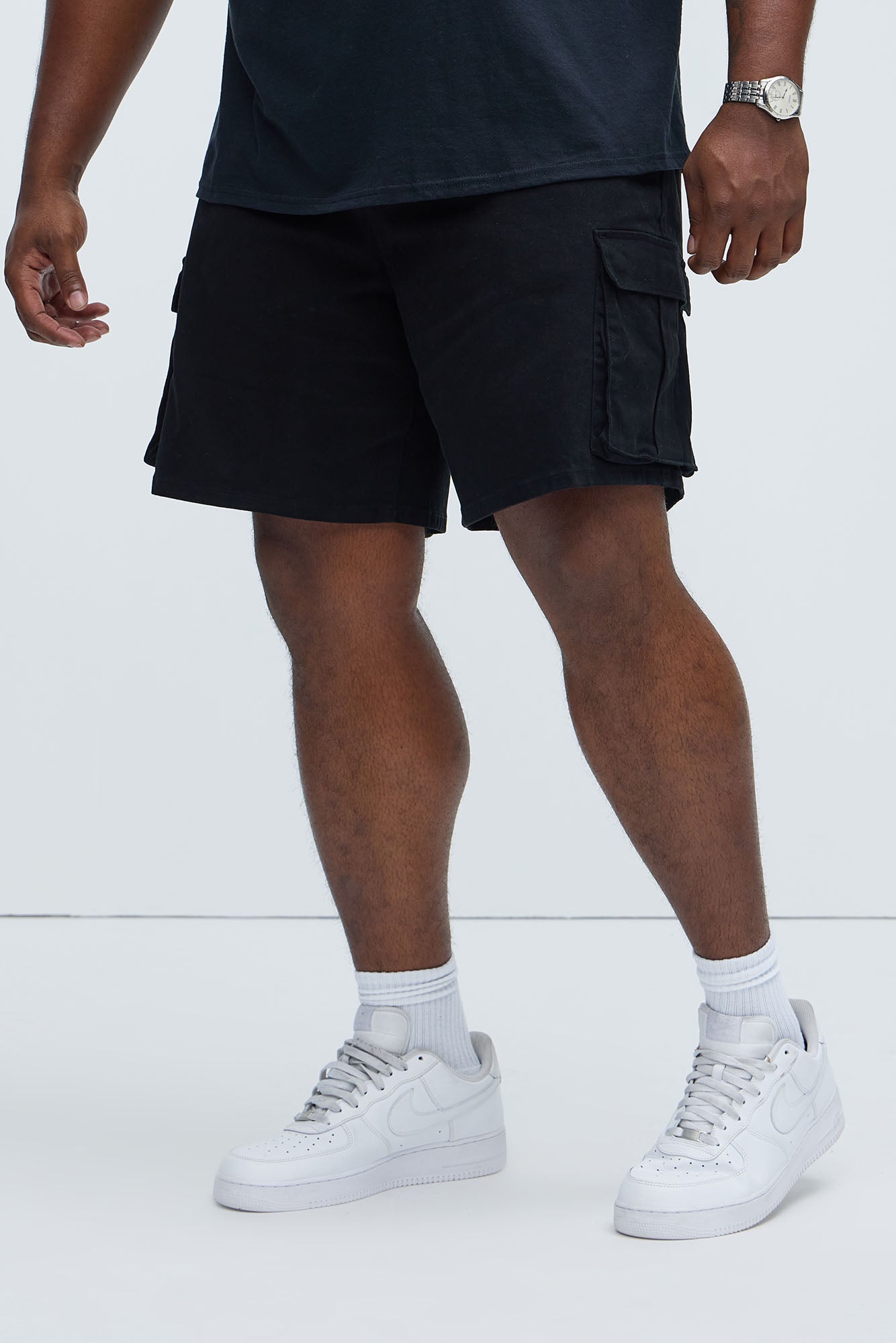 Twill Volley Cargo Shorts - Black
