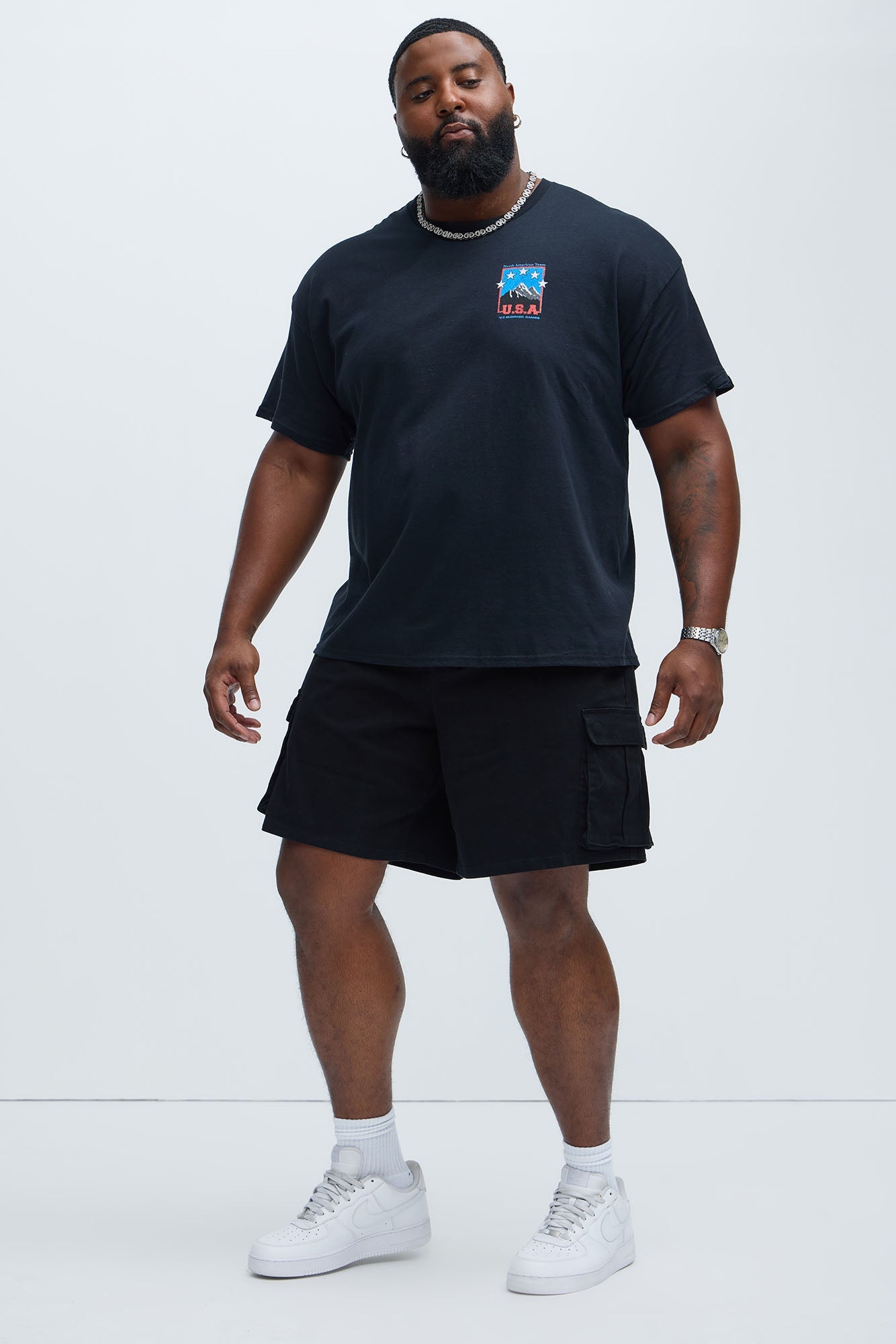 Twill Volley Cargo Shorts - Black