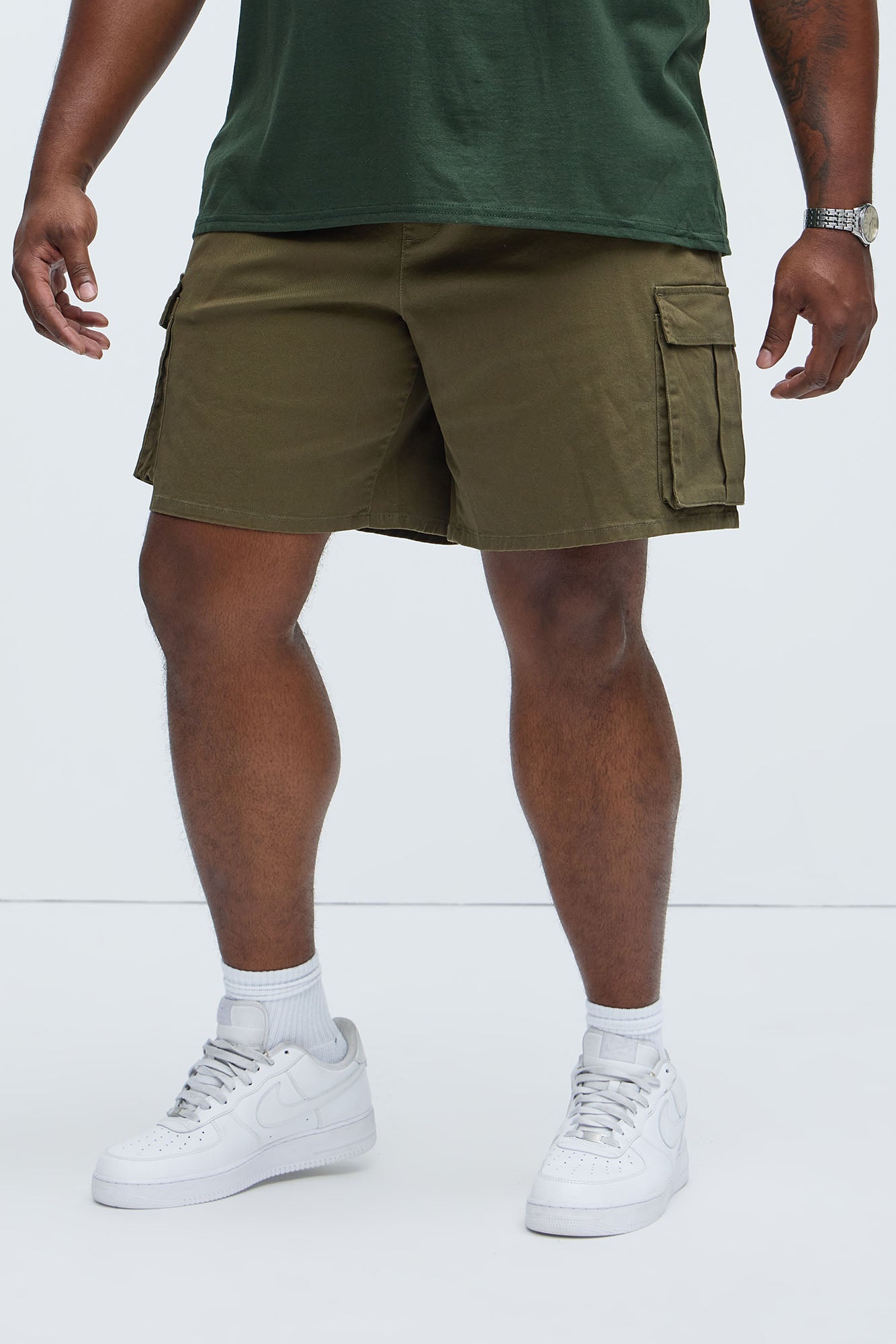 Twill Volley Cargo Shorts - Olive