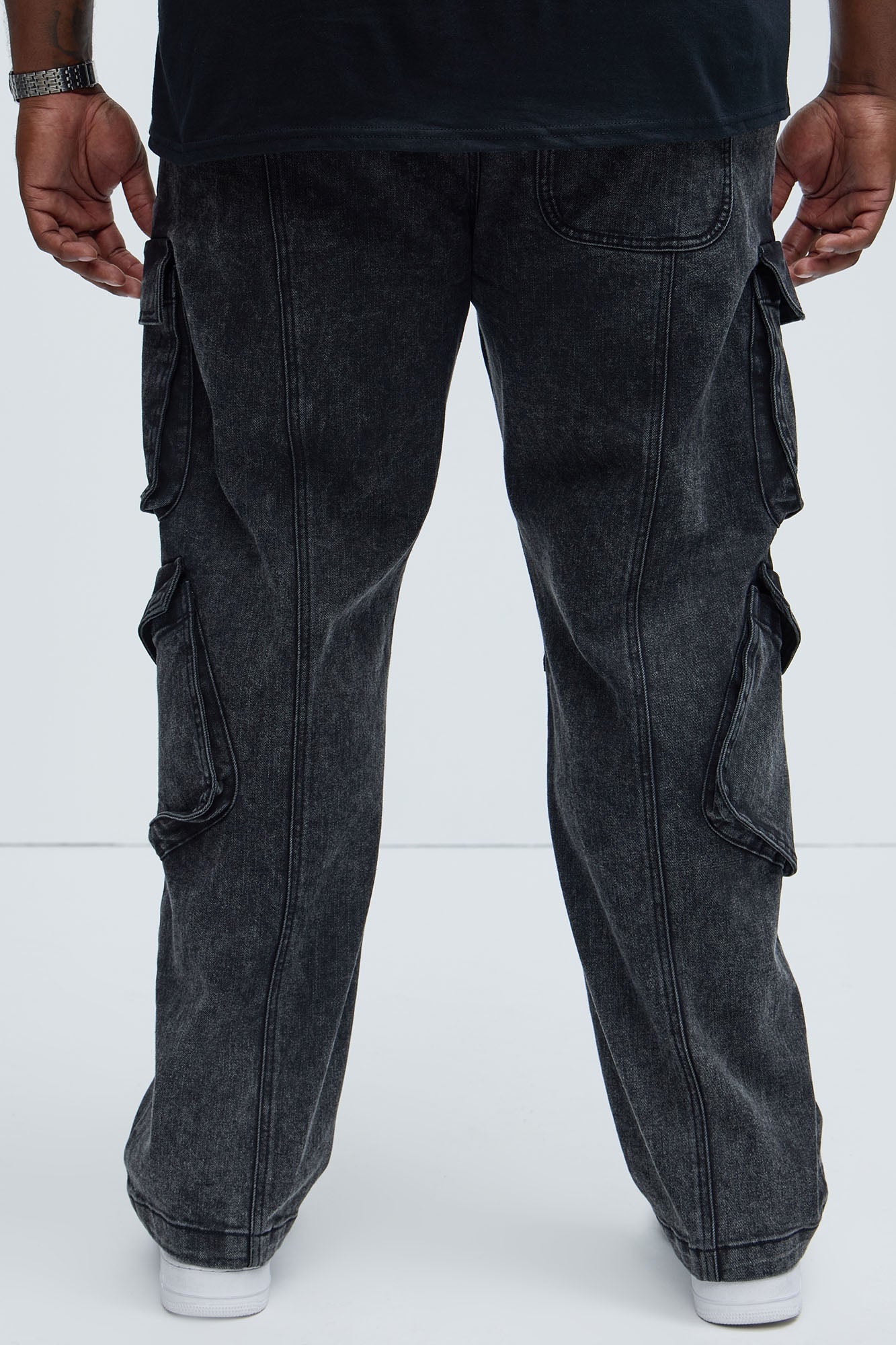 Black Jack Mike Straight Cargo Jeans - Black Wash
