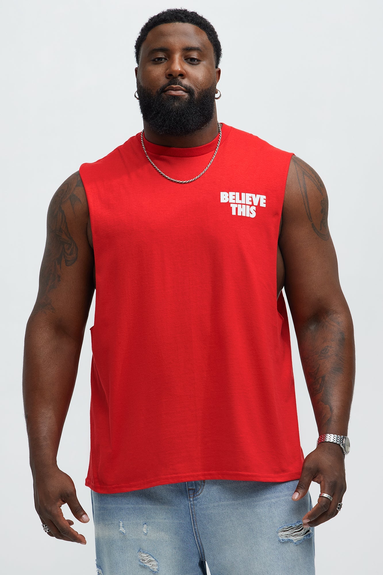 Believe This Muscle Tee - Red