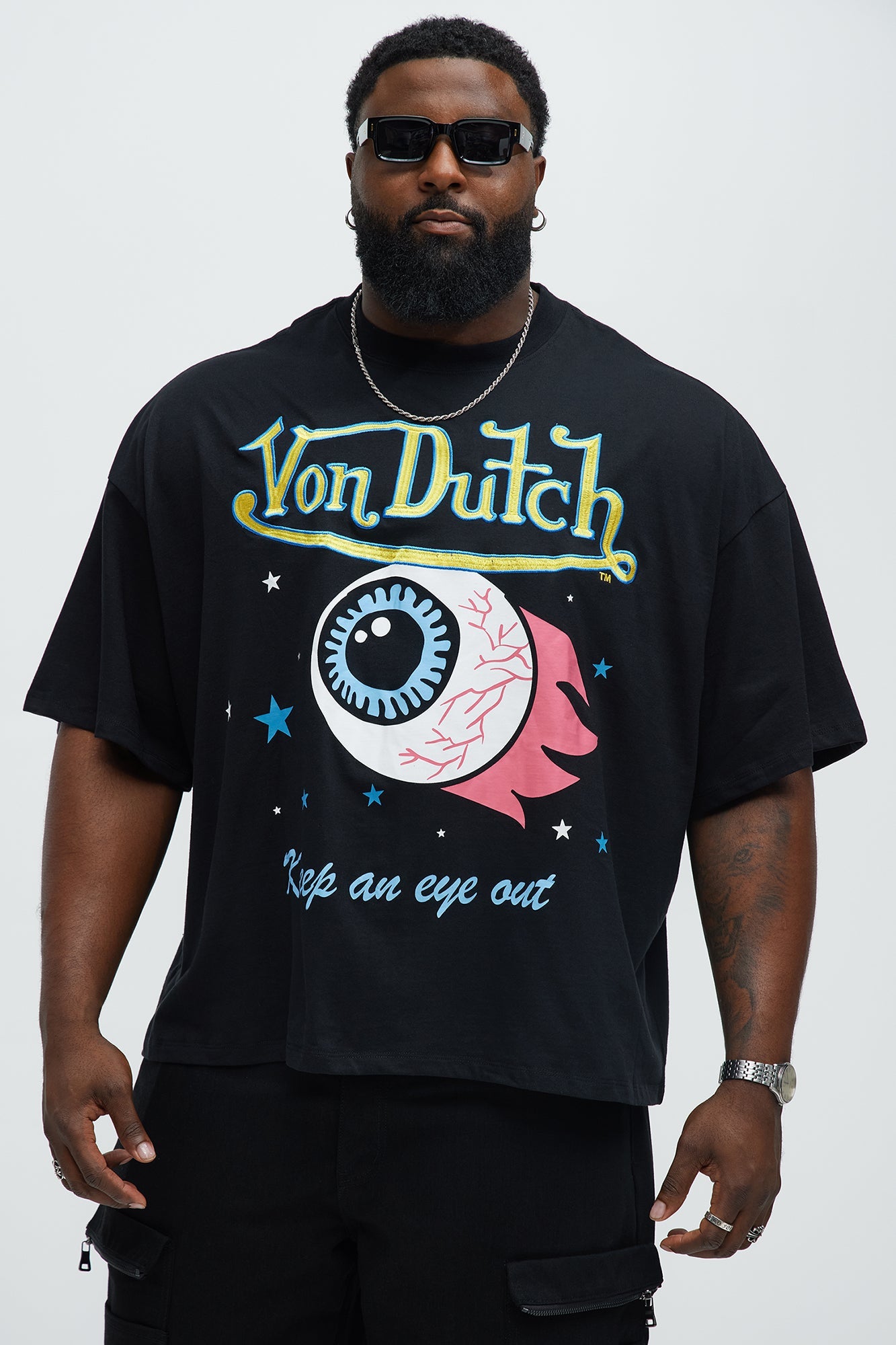 Von Dutch Eye Out Oversized Tee - Black