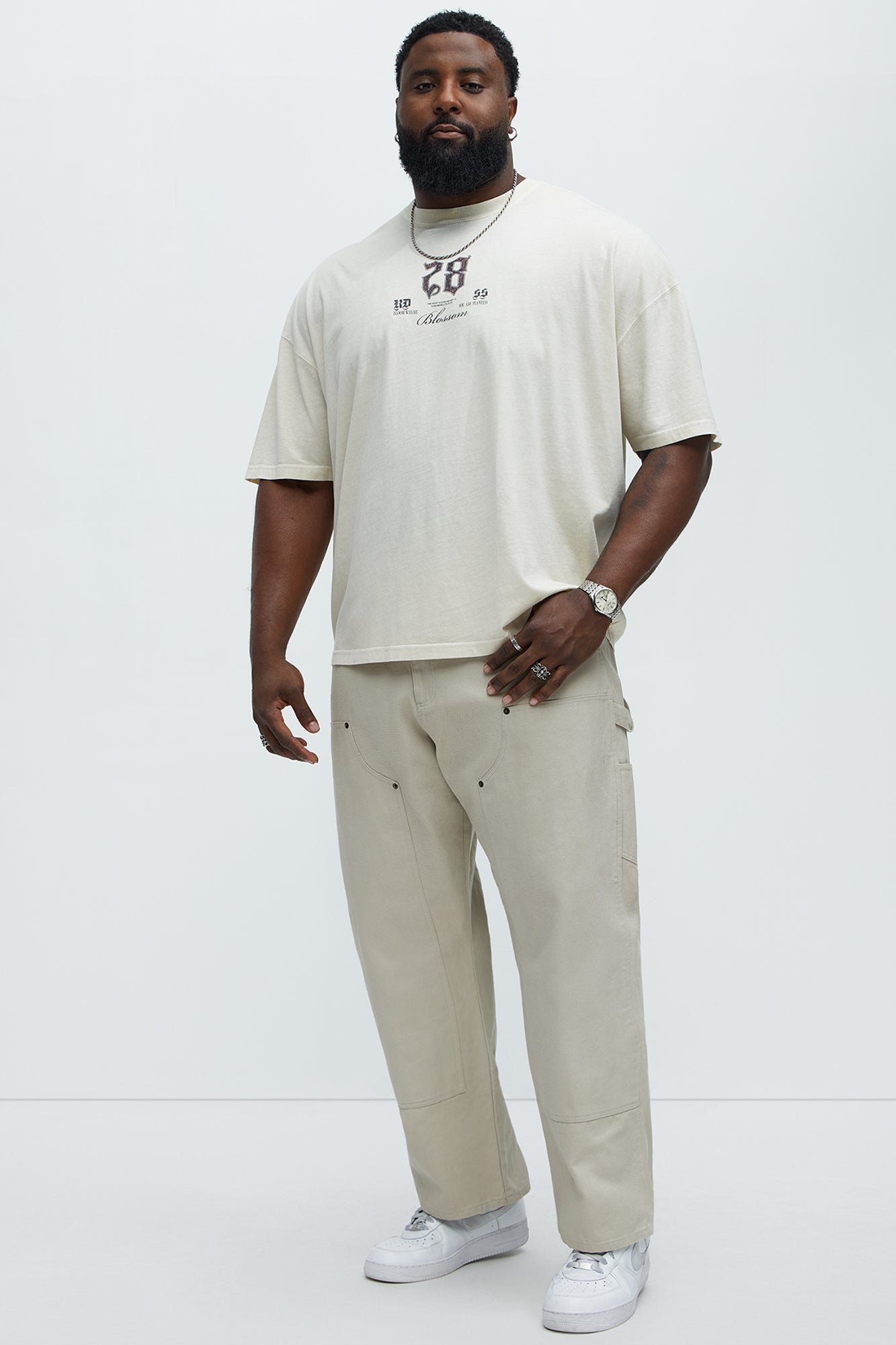 28 Blossom Oversized Short Sleeve Tee - Cream