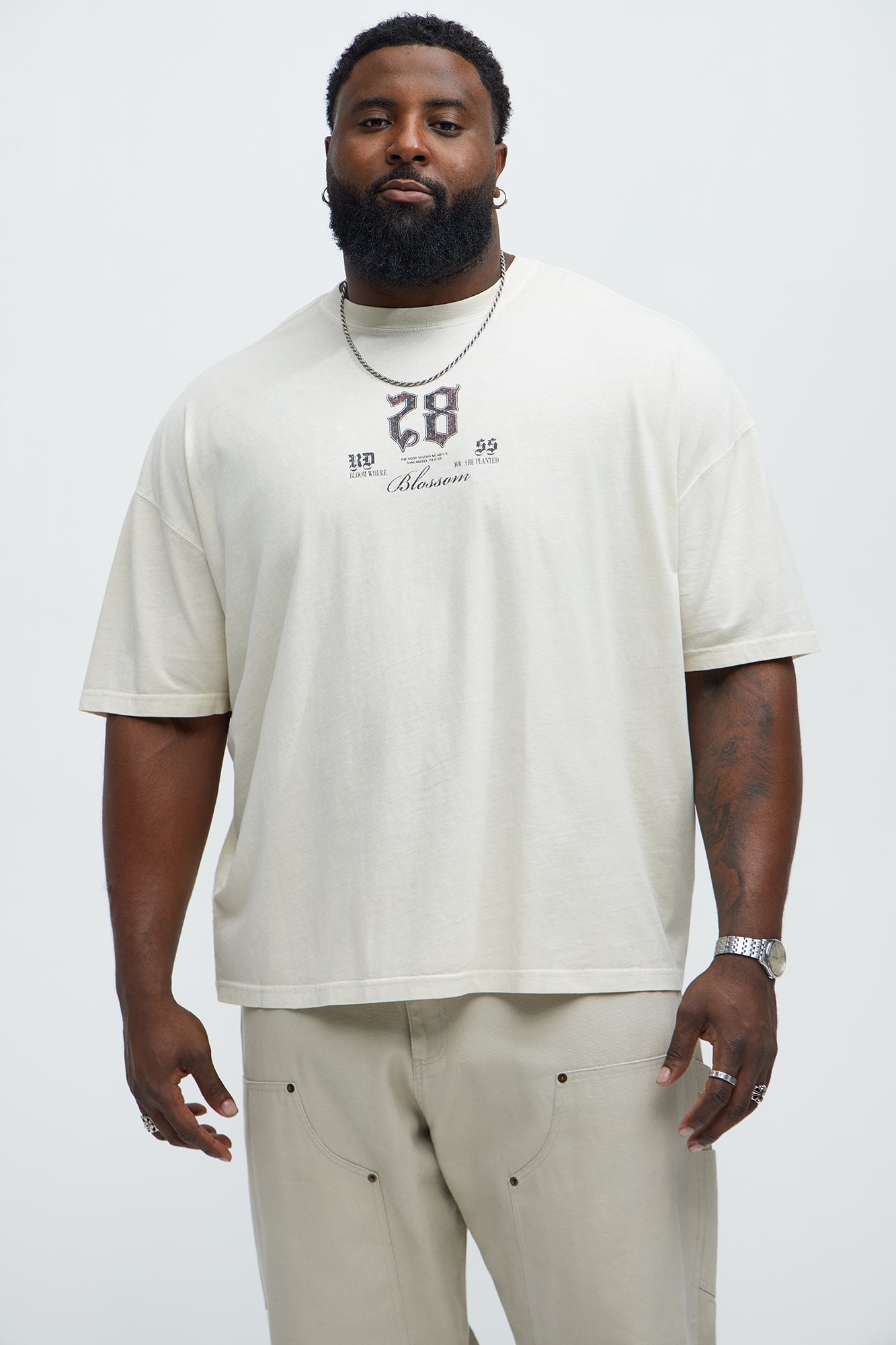 28 Blossom Oversized Short Sleeve Tee - Cream