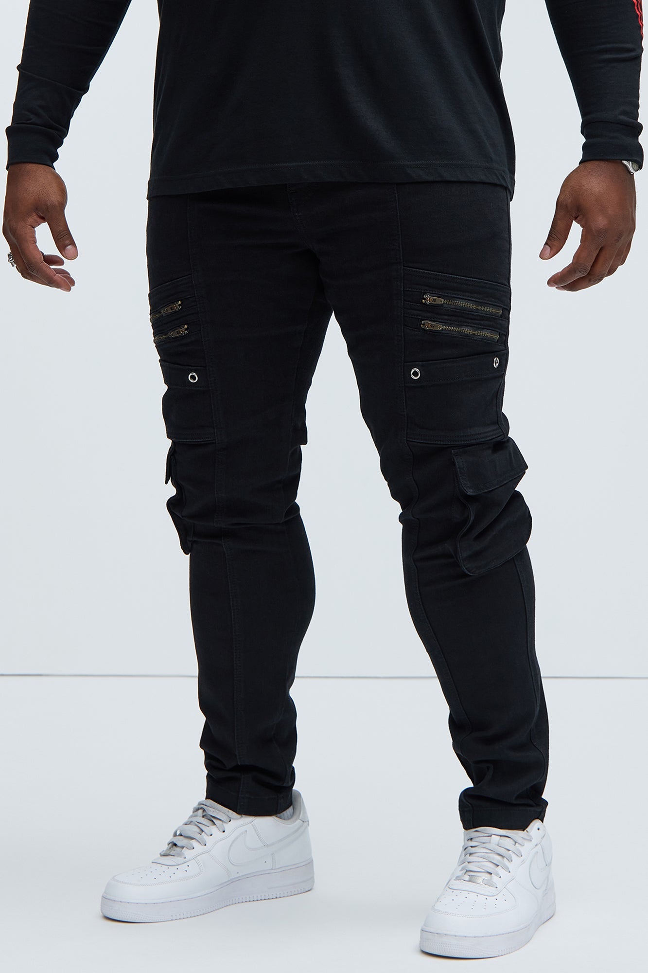 Johnny Vintage Skinny Cargo Jeans - Black