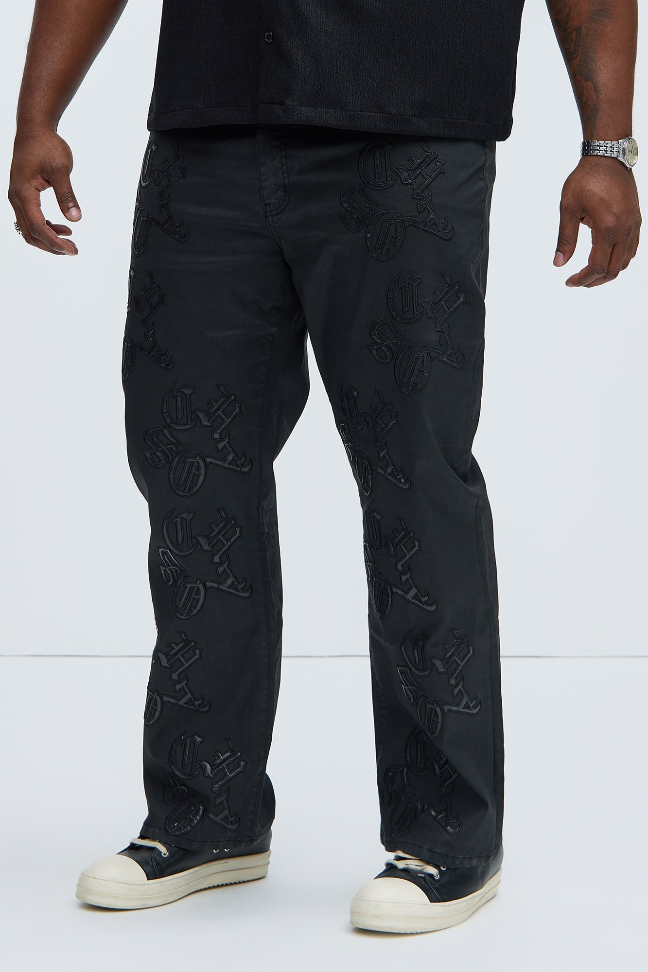 Chaos Embroidery Straight Jeans - Black