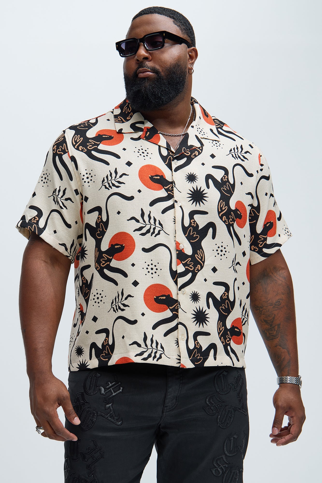 Dancing Cat Shirt - Tan/Multi