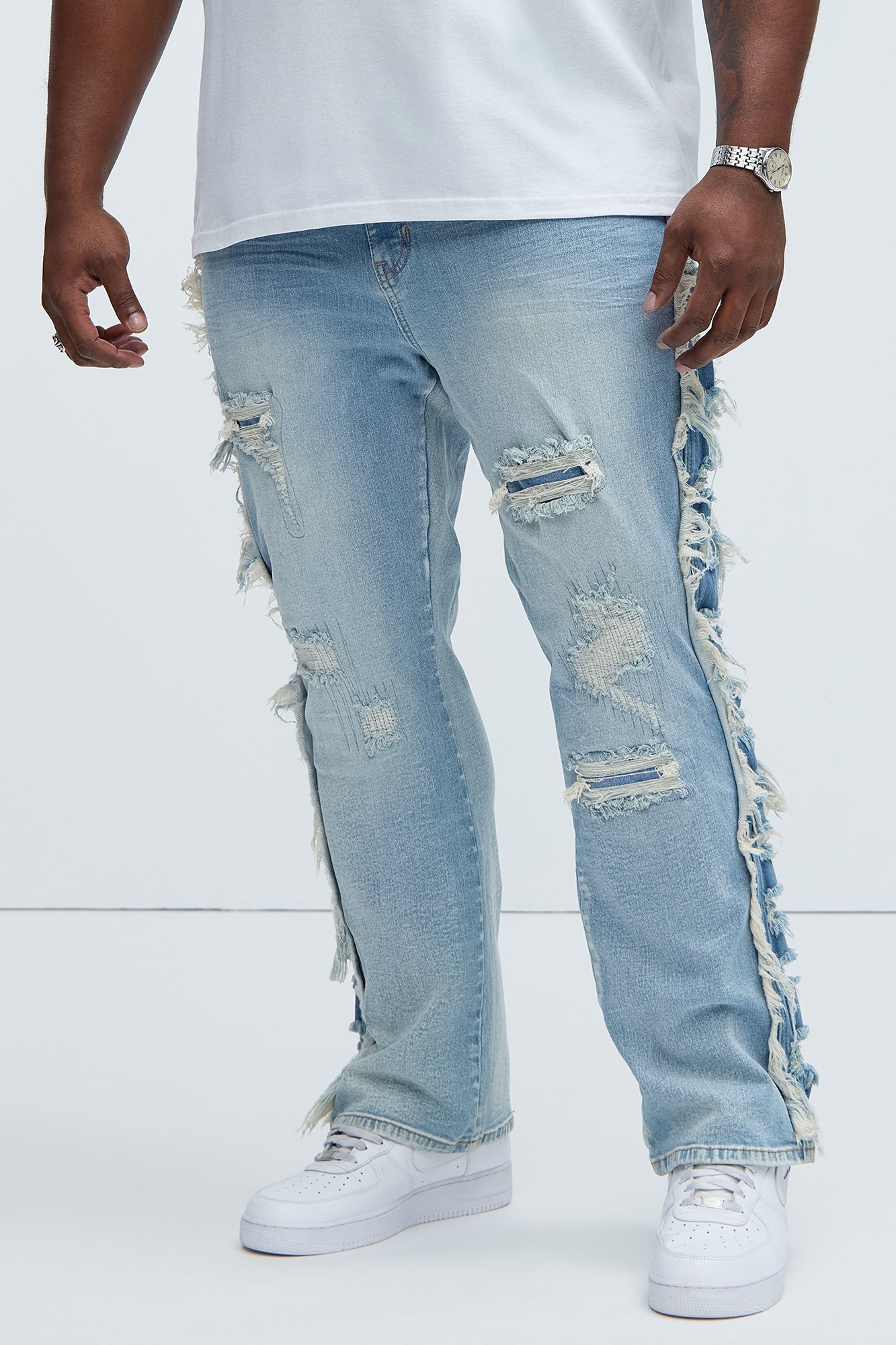 Track Stacked Skinny Flare Jeans - Medium Blue Wash