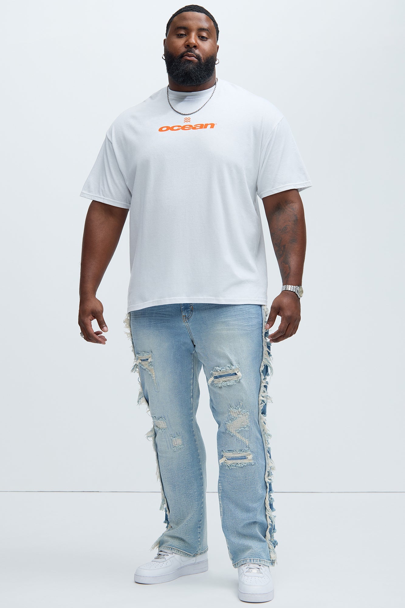 Track Stacked Skinny Flare Jeans - Medium Blue Wash