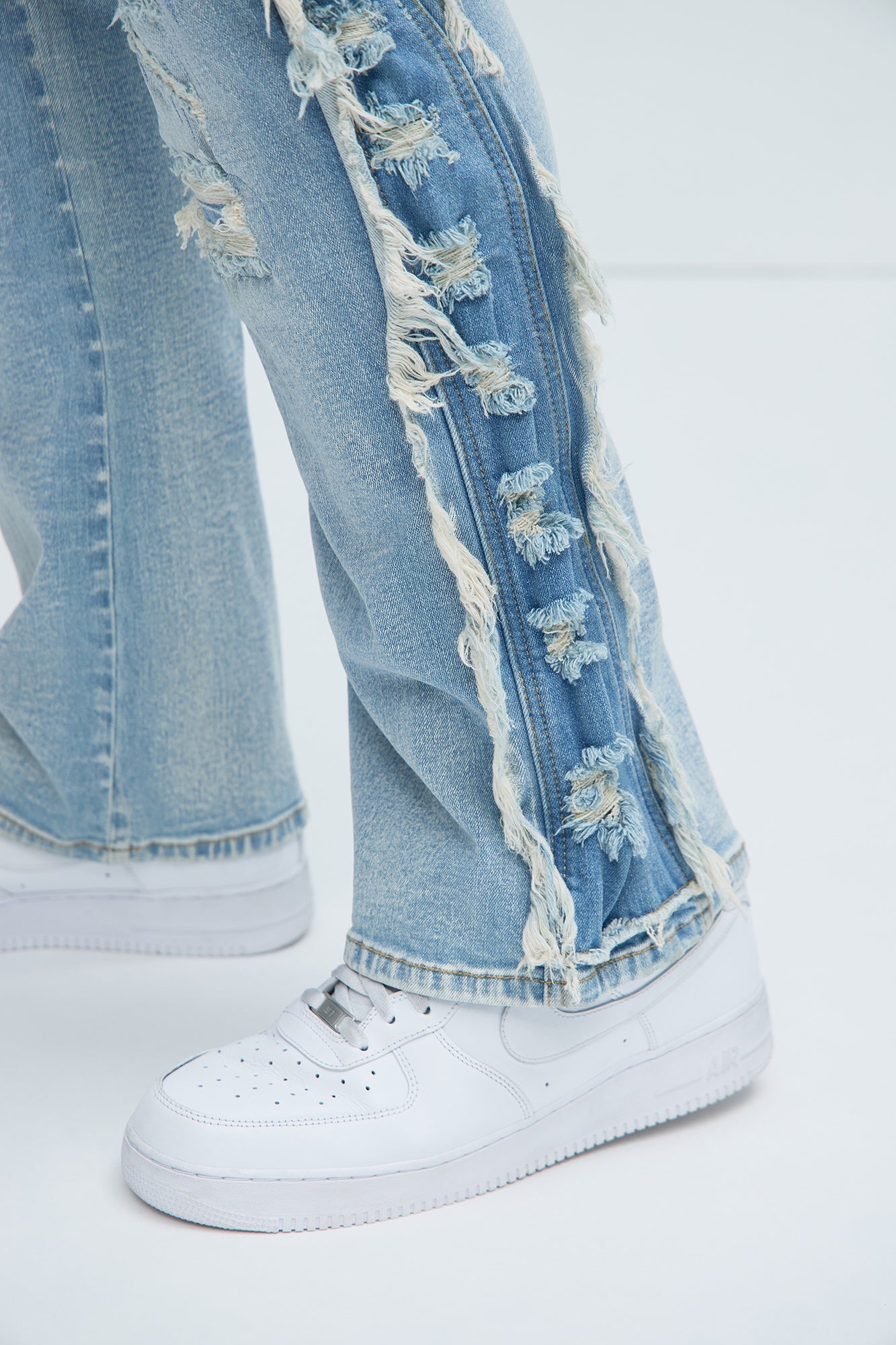 Track Stacked Skinny Flare Jeans - Medium Blue Wash