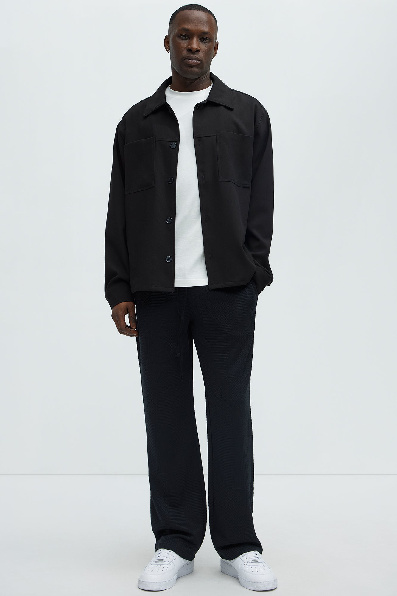 Textured Triangles Slim Pants - Black