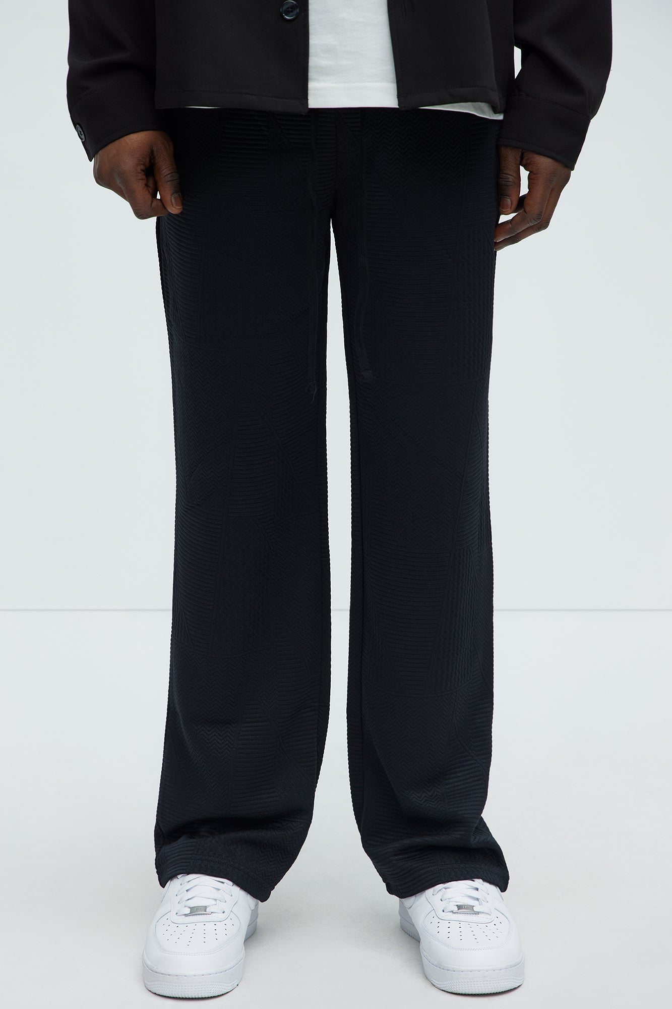 Textured Triangles Slim Pants - Black