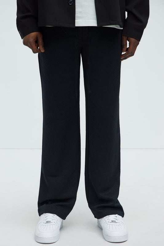 Textured Triangles Slim Pants - Black