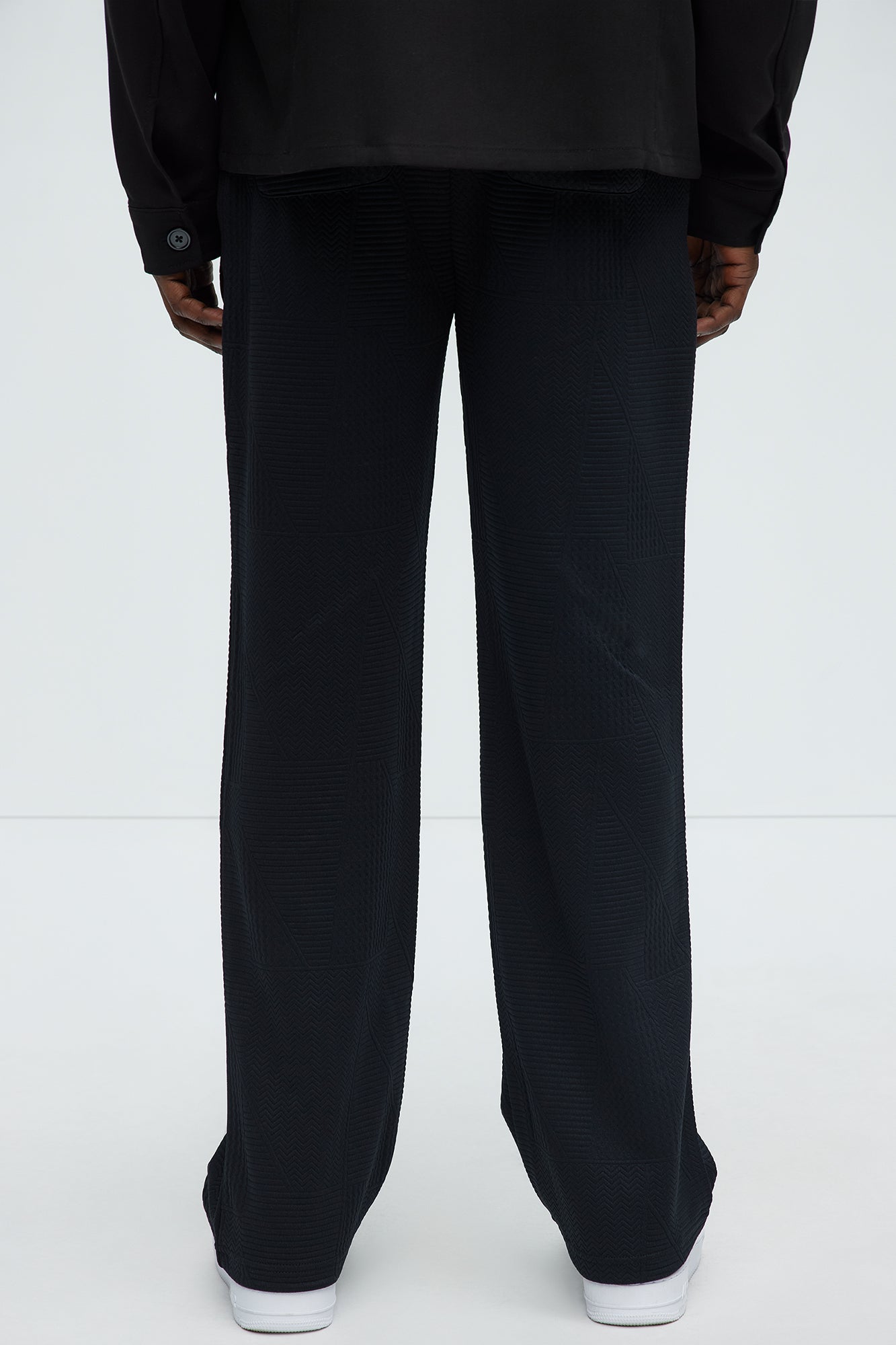 Textured Triangles Slim Pants - Black