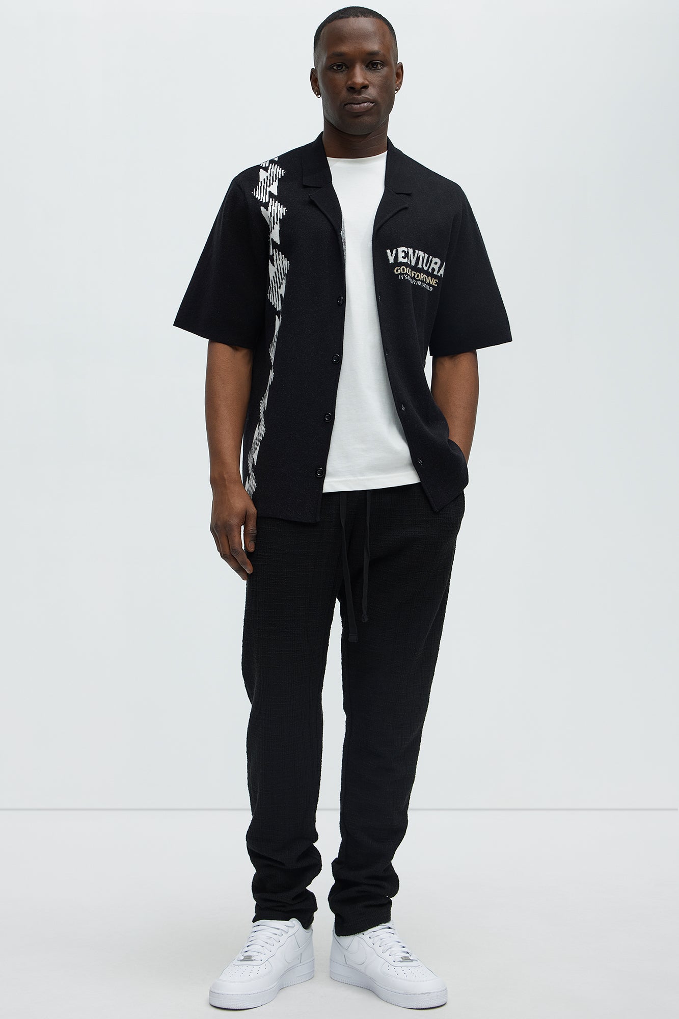 Dean Textured Slim Pants - Black