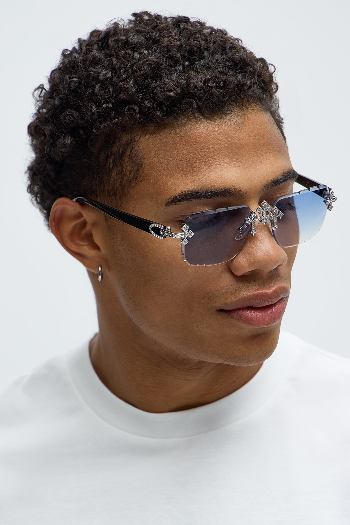 Iced Triple Cross Sunglasses - Blue/Black