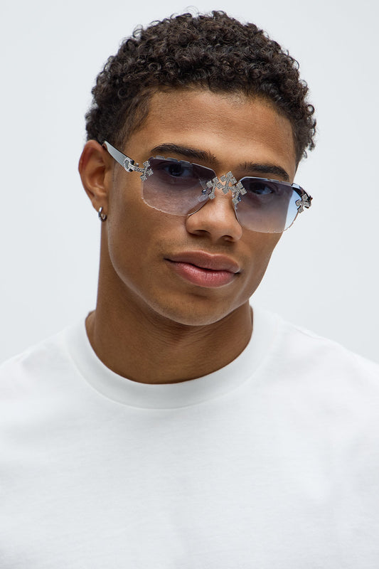 Iced Triple Cross Sunglasses - Blue/Black