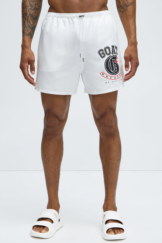 I Am The Greatest Swim Mid Trunk - White