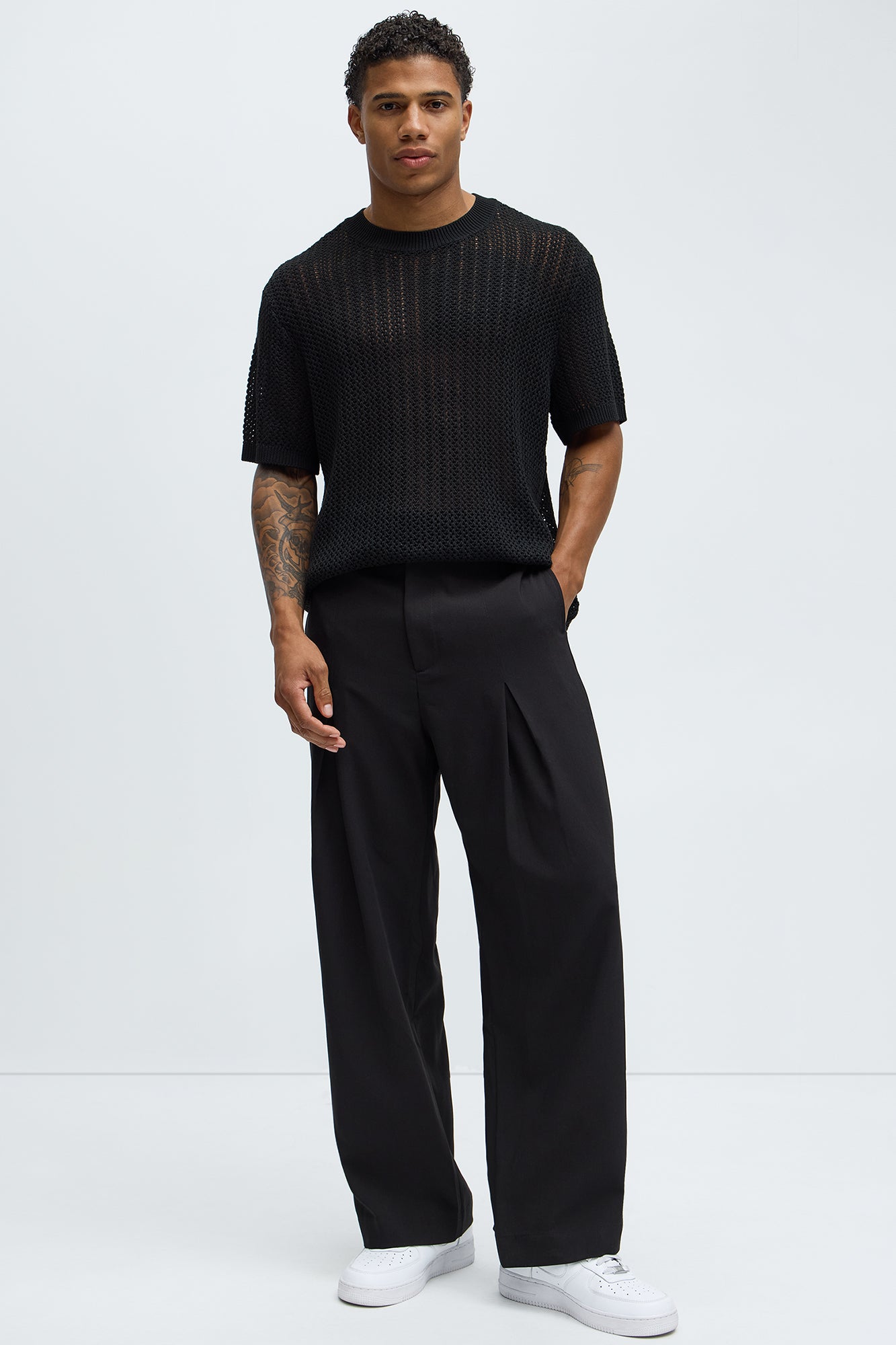 Jace Crochet Short Sleeve Tee - Black