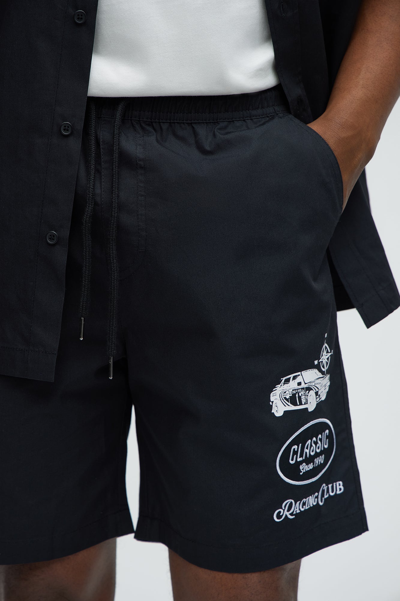 Racing Club Relaxed Drawstring Shorts - Black