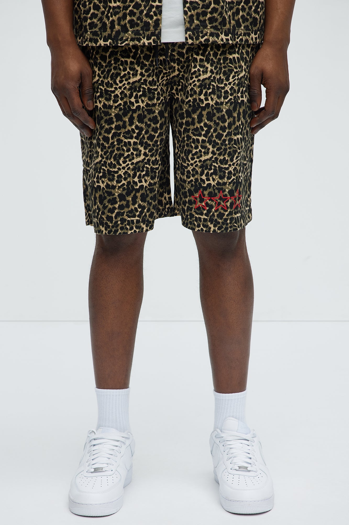 Cheetah Star Animal Print Relaxed Shorts - Brown Combo