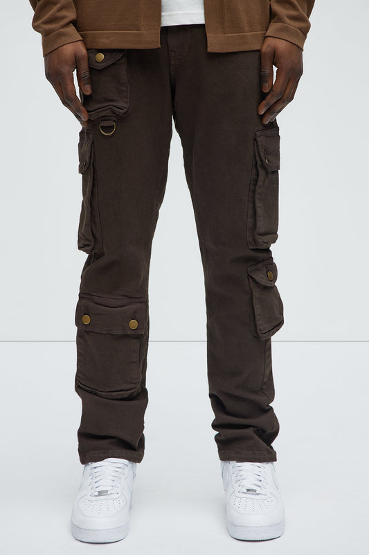 Hate To Say It Utility Cargo Slim Pants - Brown