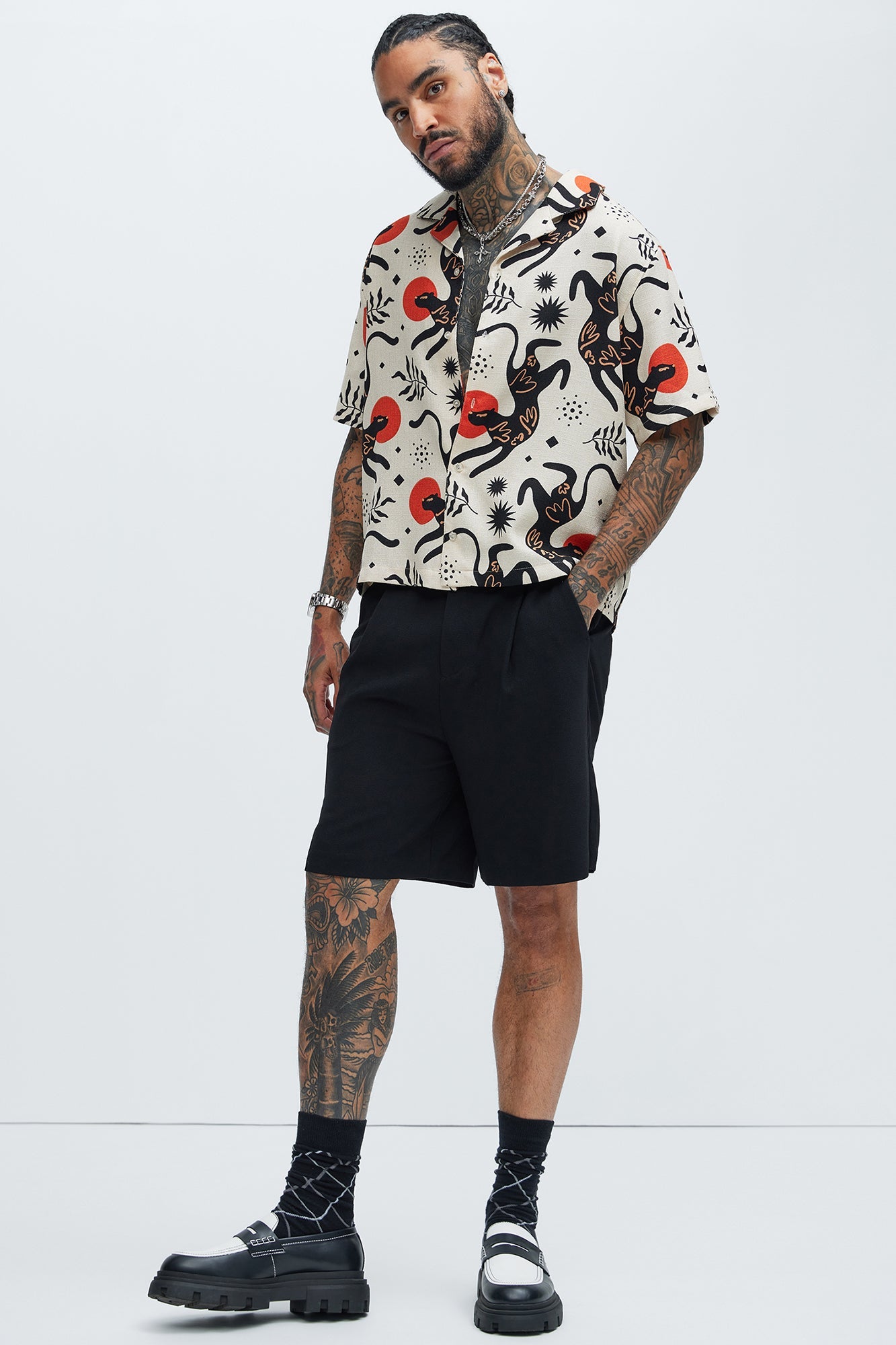 Dancing Cat Shirt - Tan/Multi