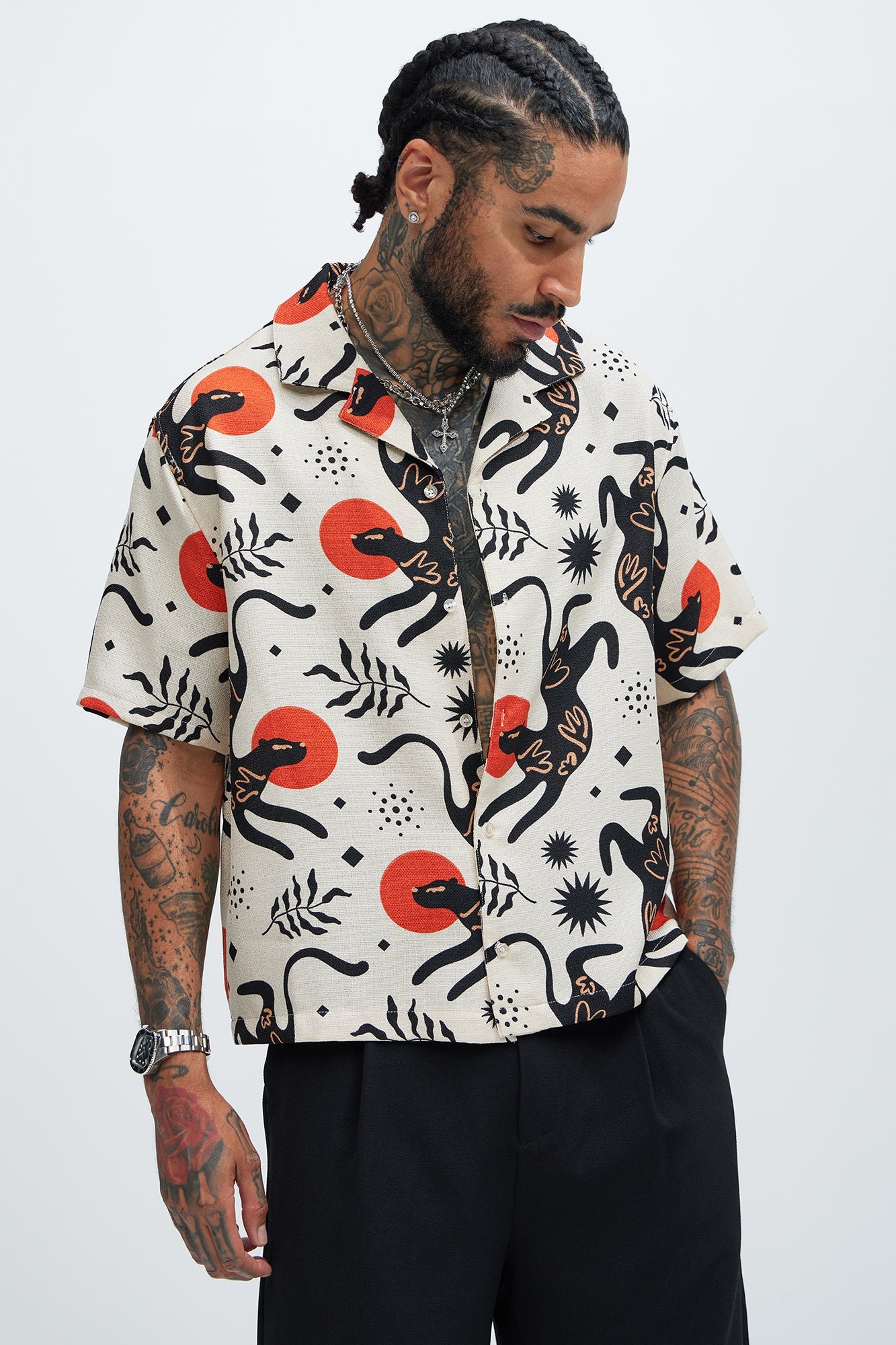 Dancing Cat Shirt - Tan/Multi