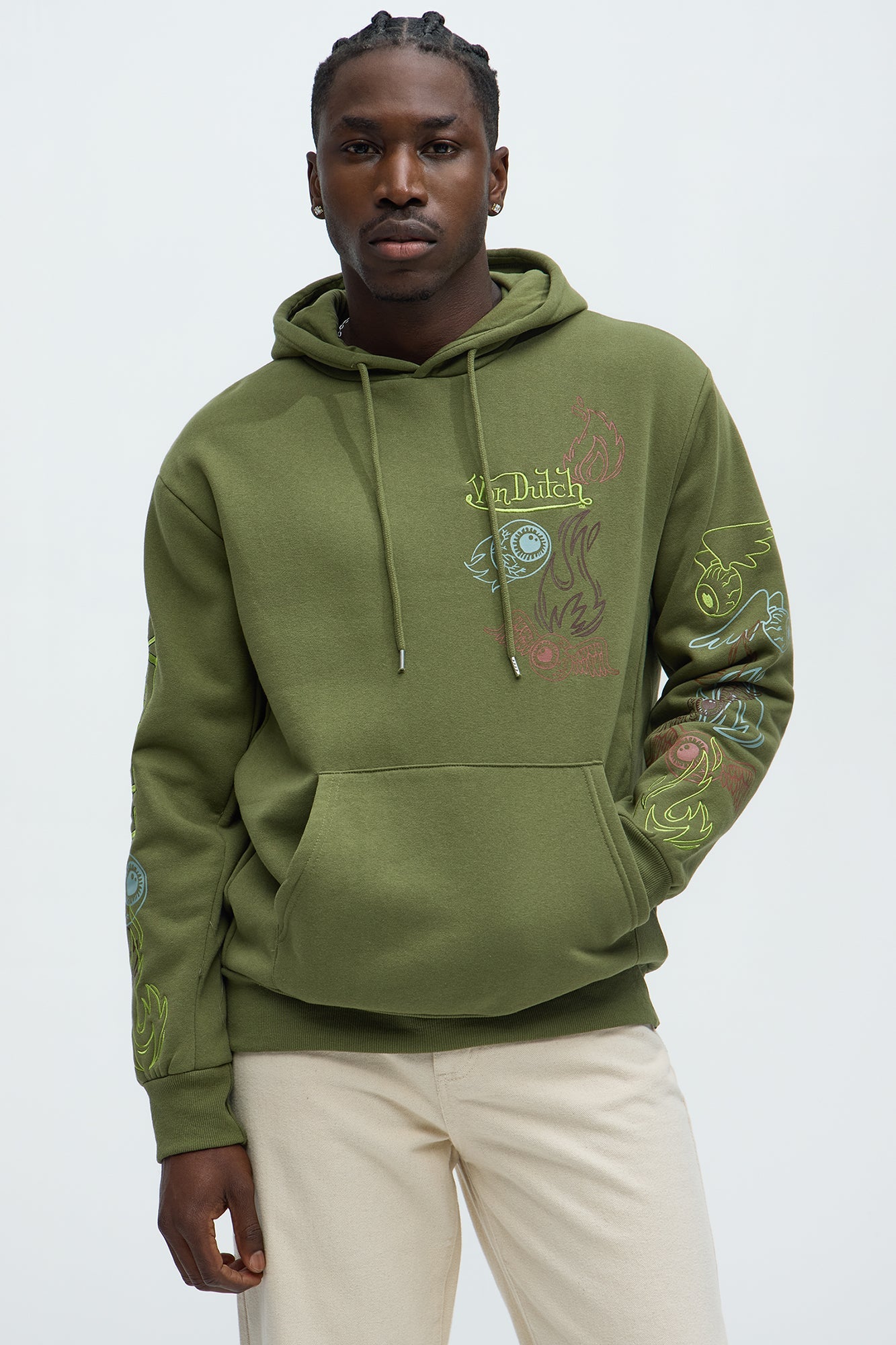 Von Dutch Multi-Design Hoodie - Olive