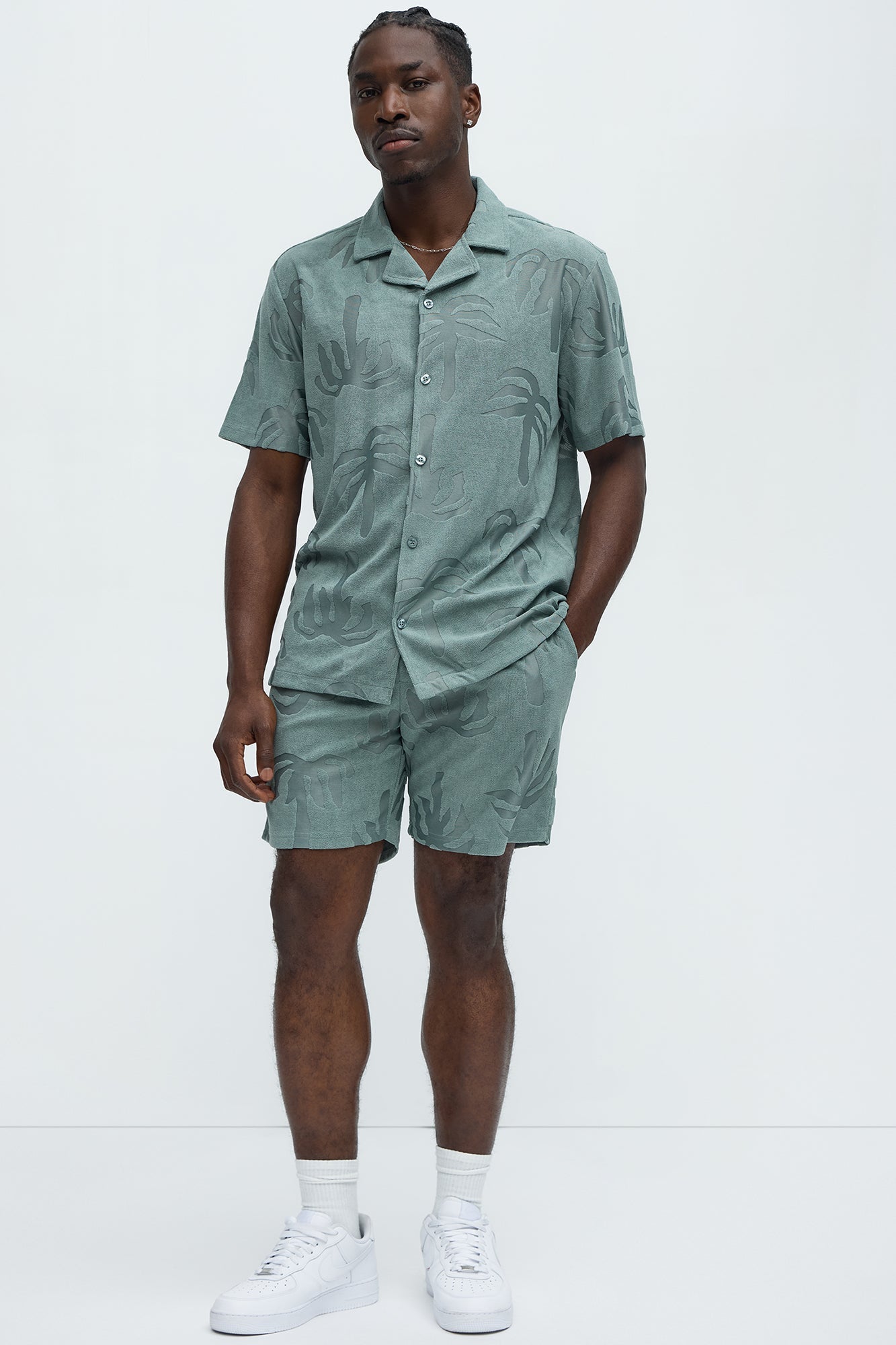 Tropical Trees Relaxed Shorts - Sage
